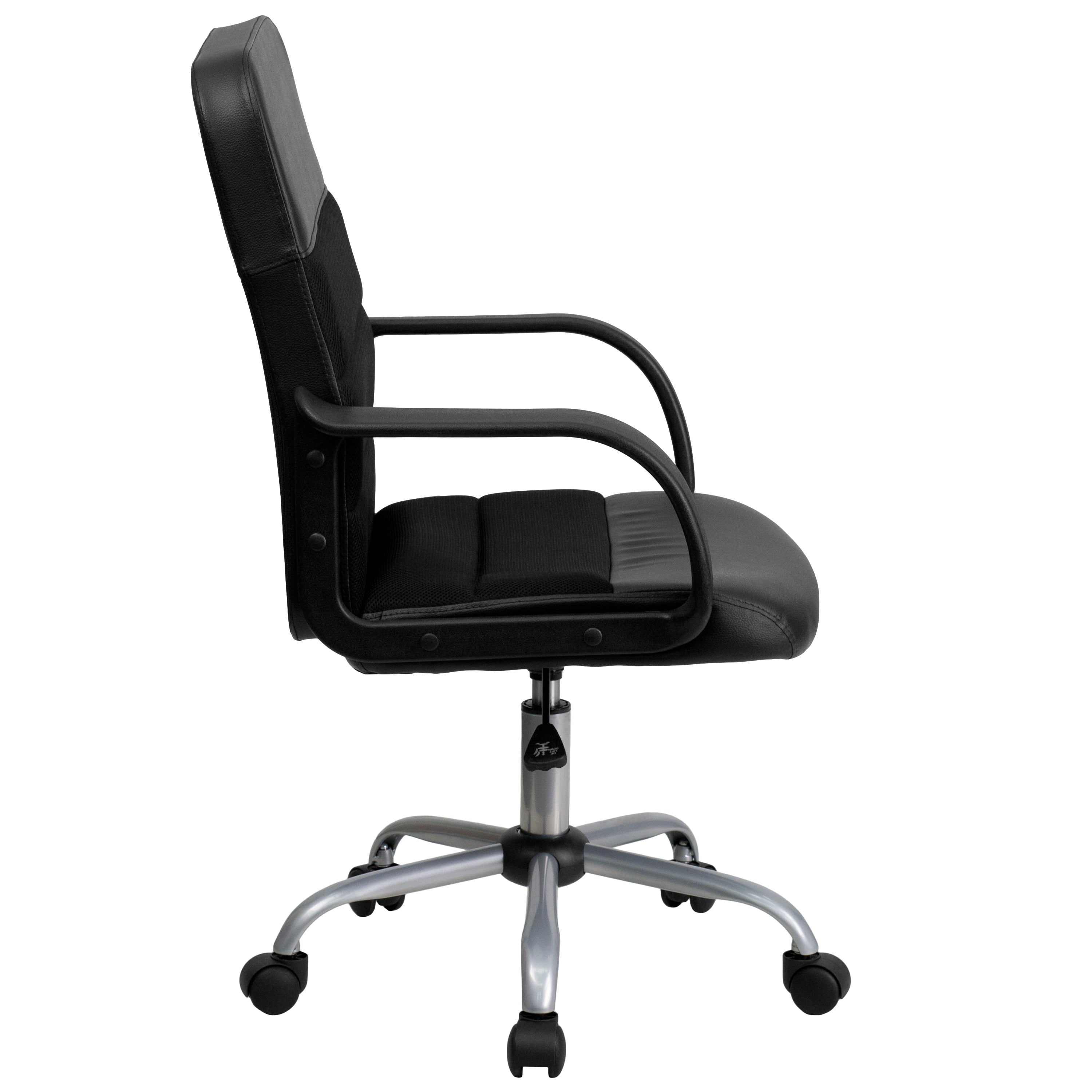 Mid-Back LeatherSoft and Mesh Swivel Task Office Chair with Arms