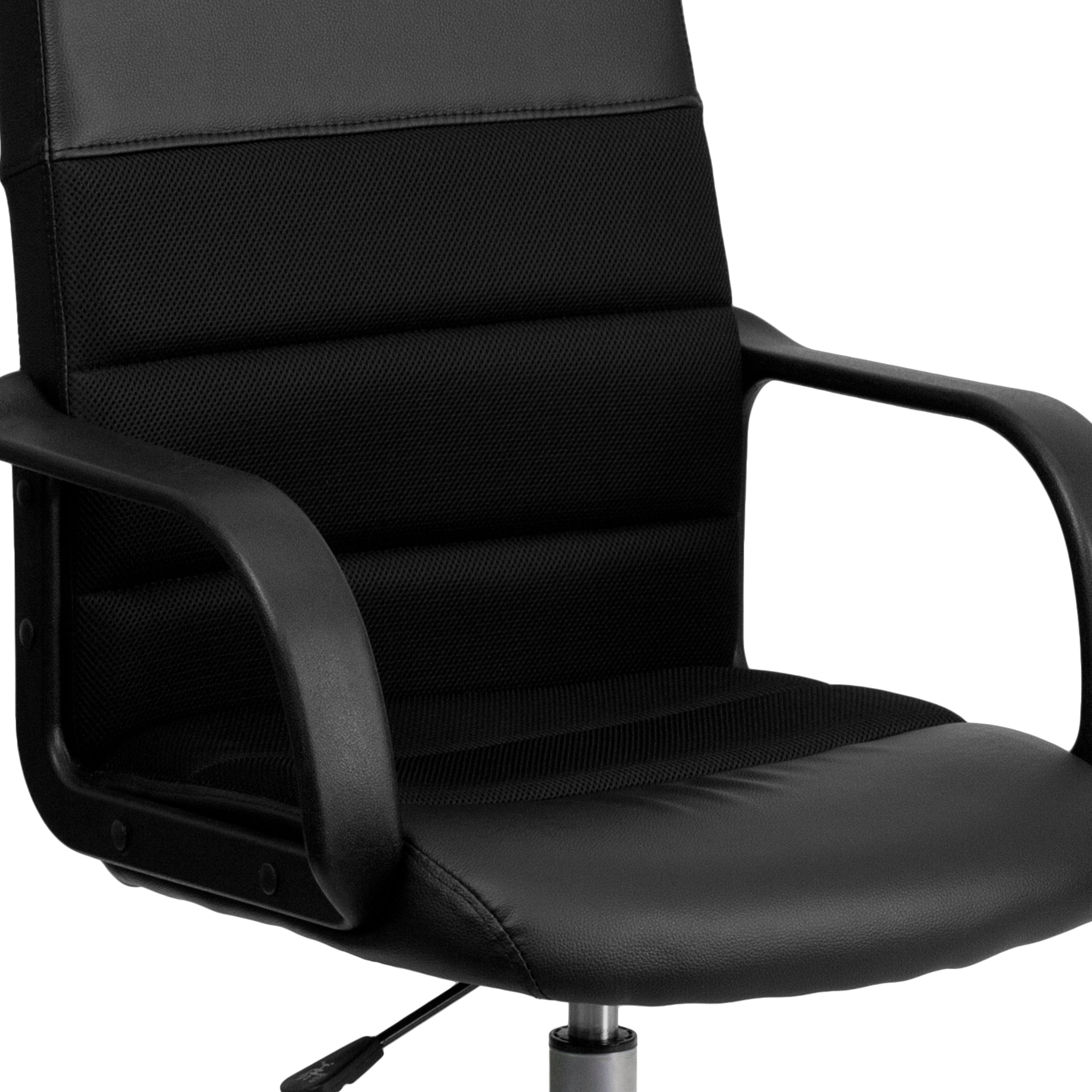 Mid-Back LeatherSoft and Mesh Swivel Task Office Chair with Arms