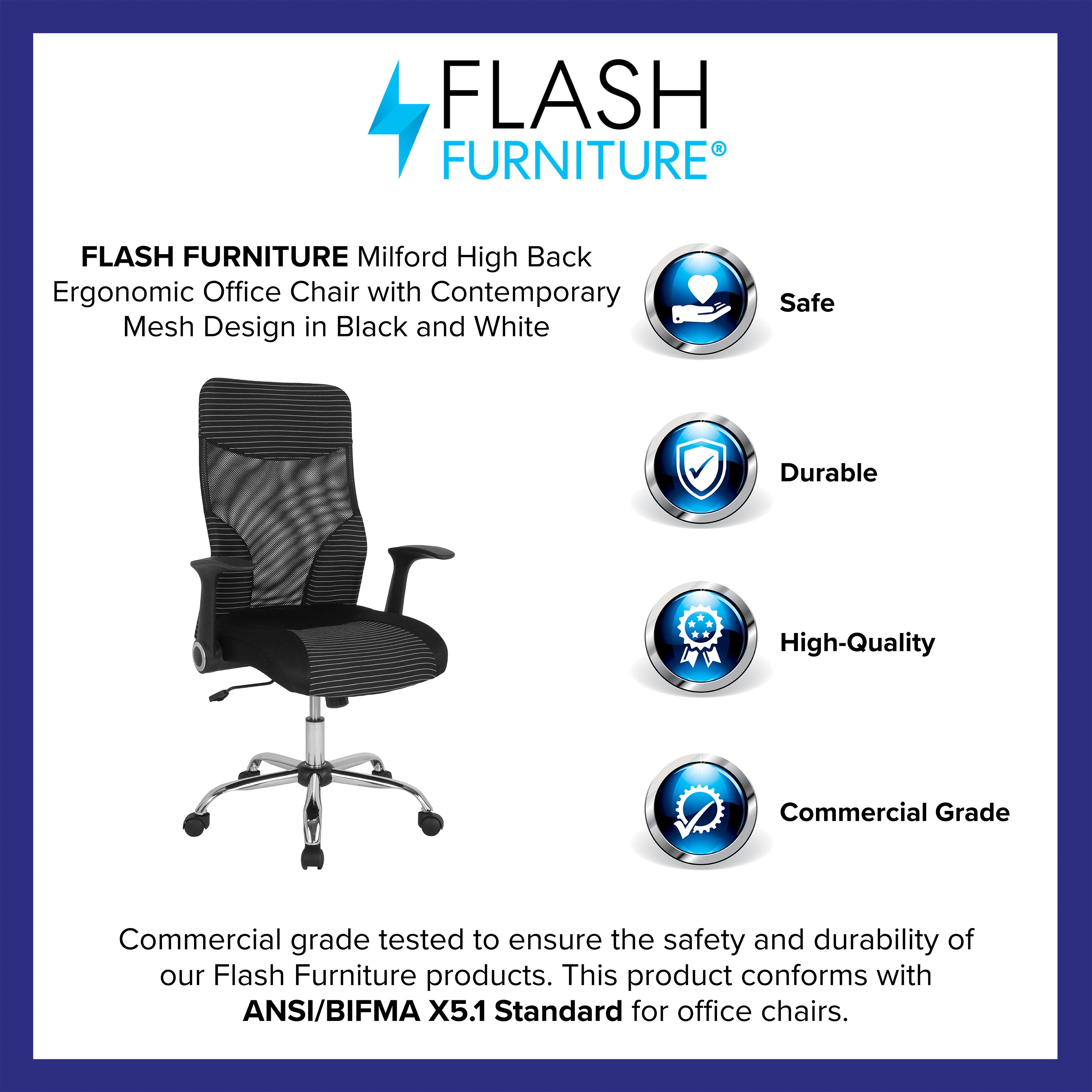 Milford High Back Office Chair with Contemporary Mesh Design