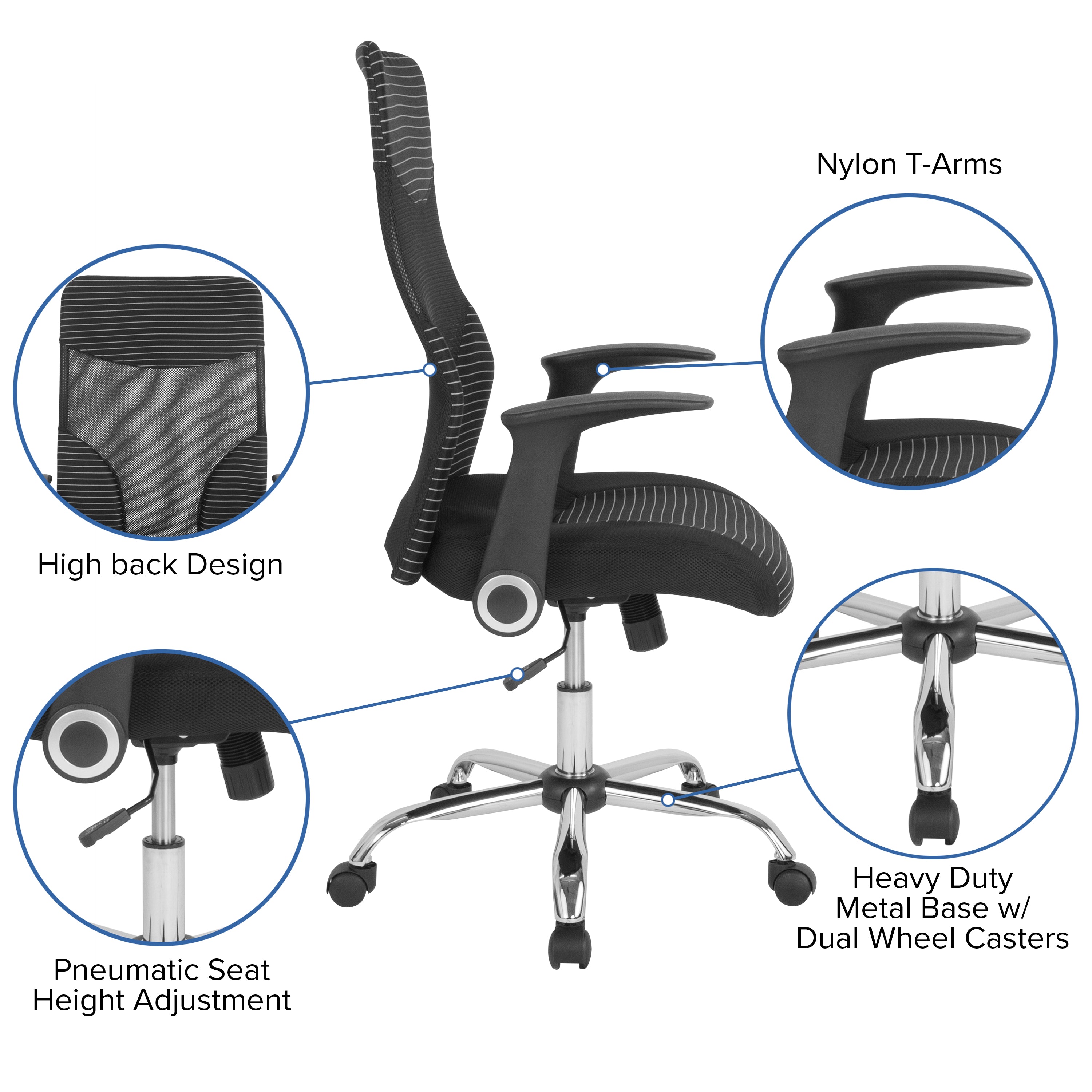 Milford High Back Office Chair with Contemporary Mesh Design