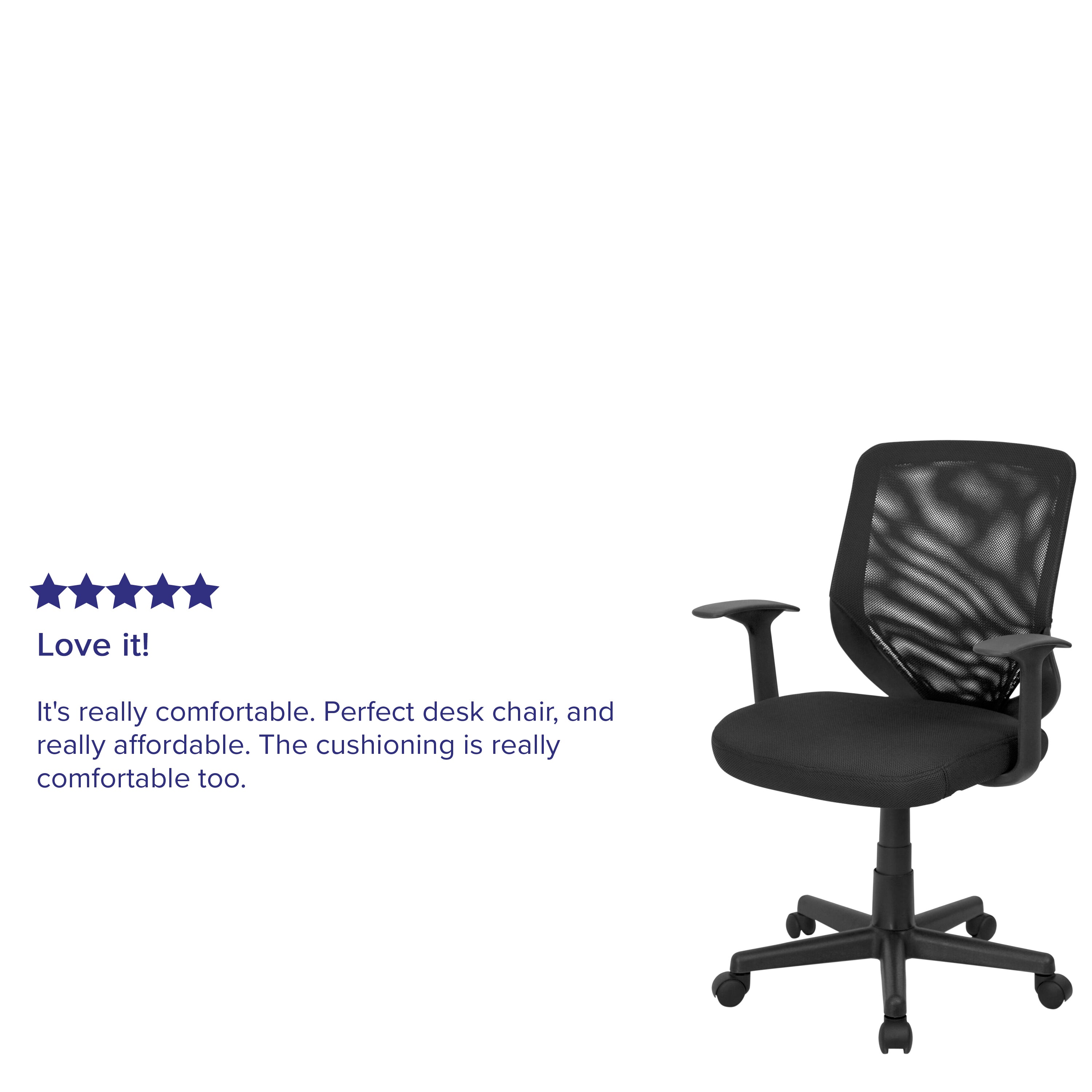 Mid-Back Mesh Tapered Back Swivel Task Office Chair with T-Arms