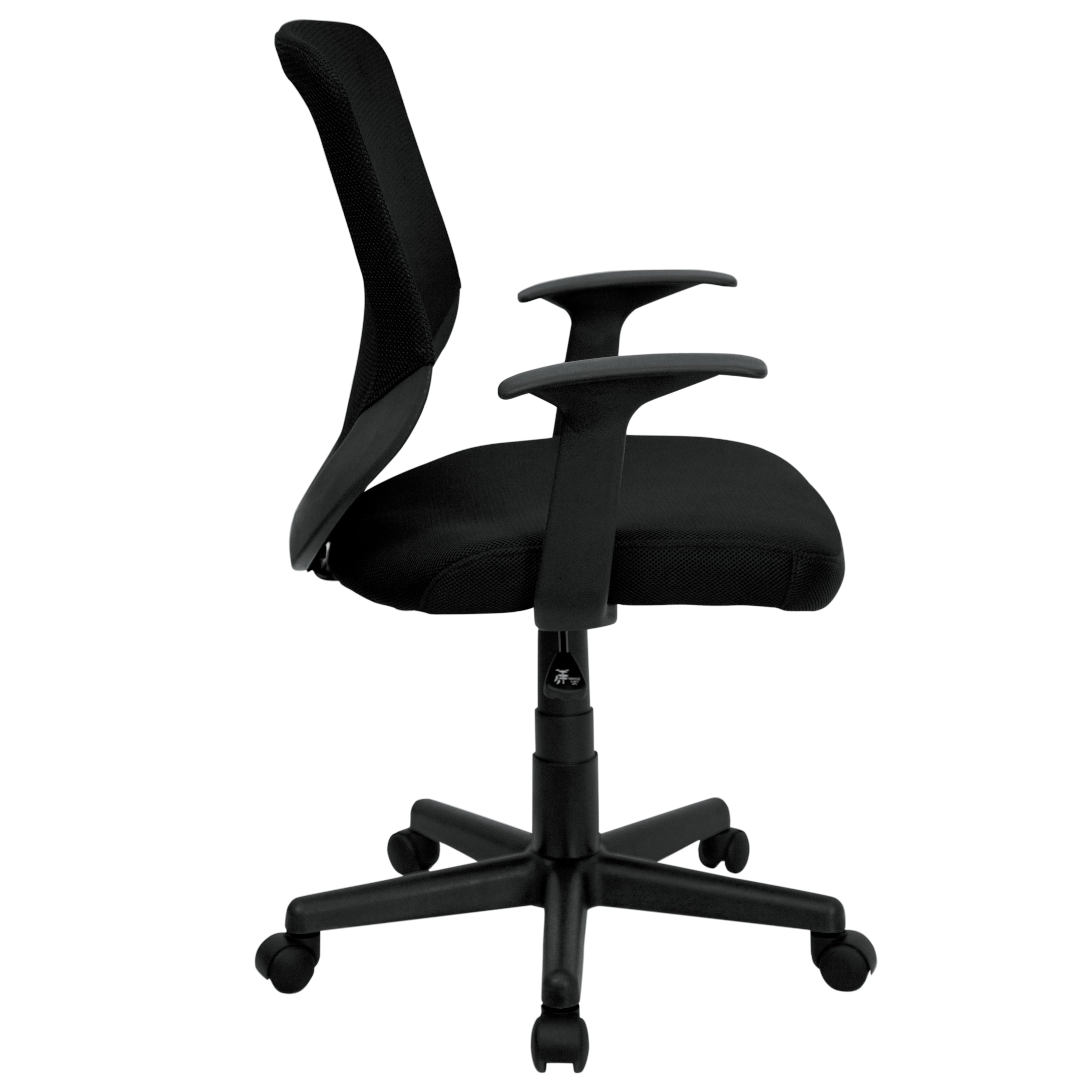 Mid-Back Mesh Tapered Back Swivel Task Office Chair with T-Arms