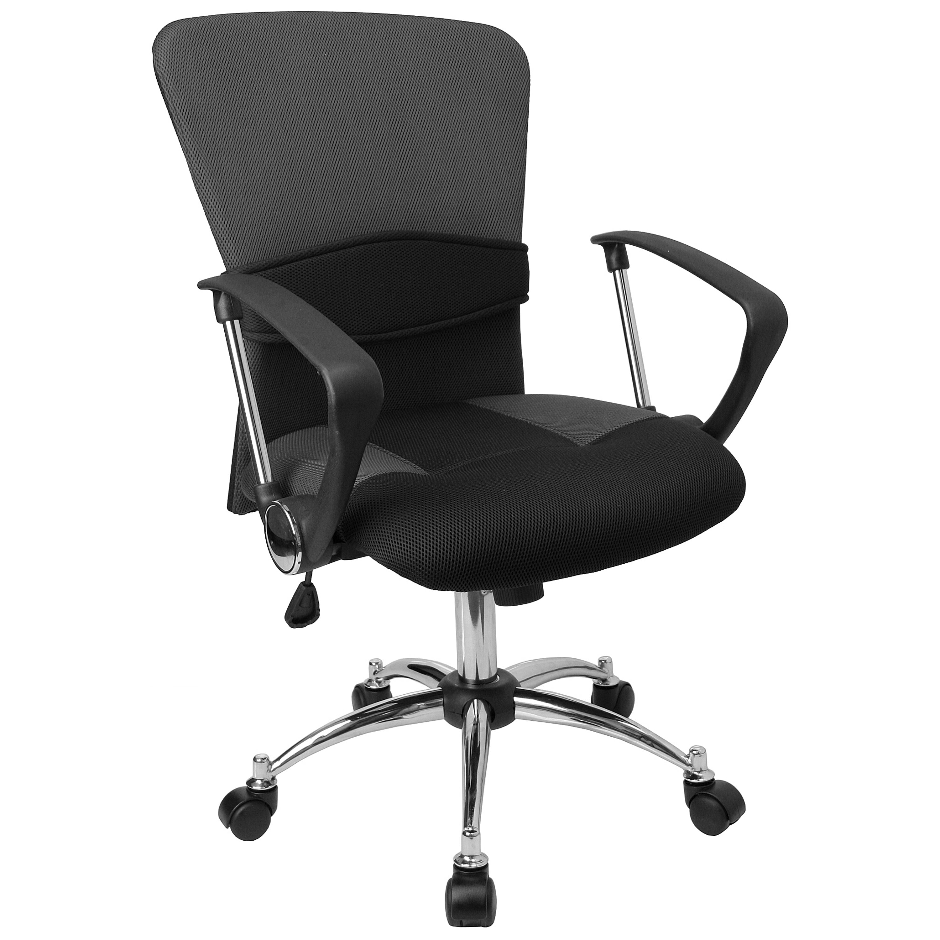 Mid-Back Mesh Swivel Task Office Chair with Adjustable Lumbar Support and Arms-Office Chair-Flash Furniture-Wall2Wall Furnishings