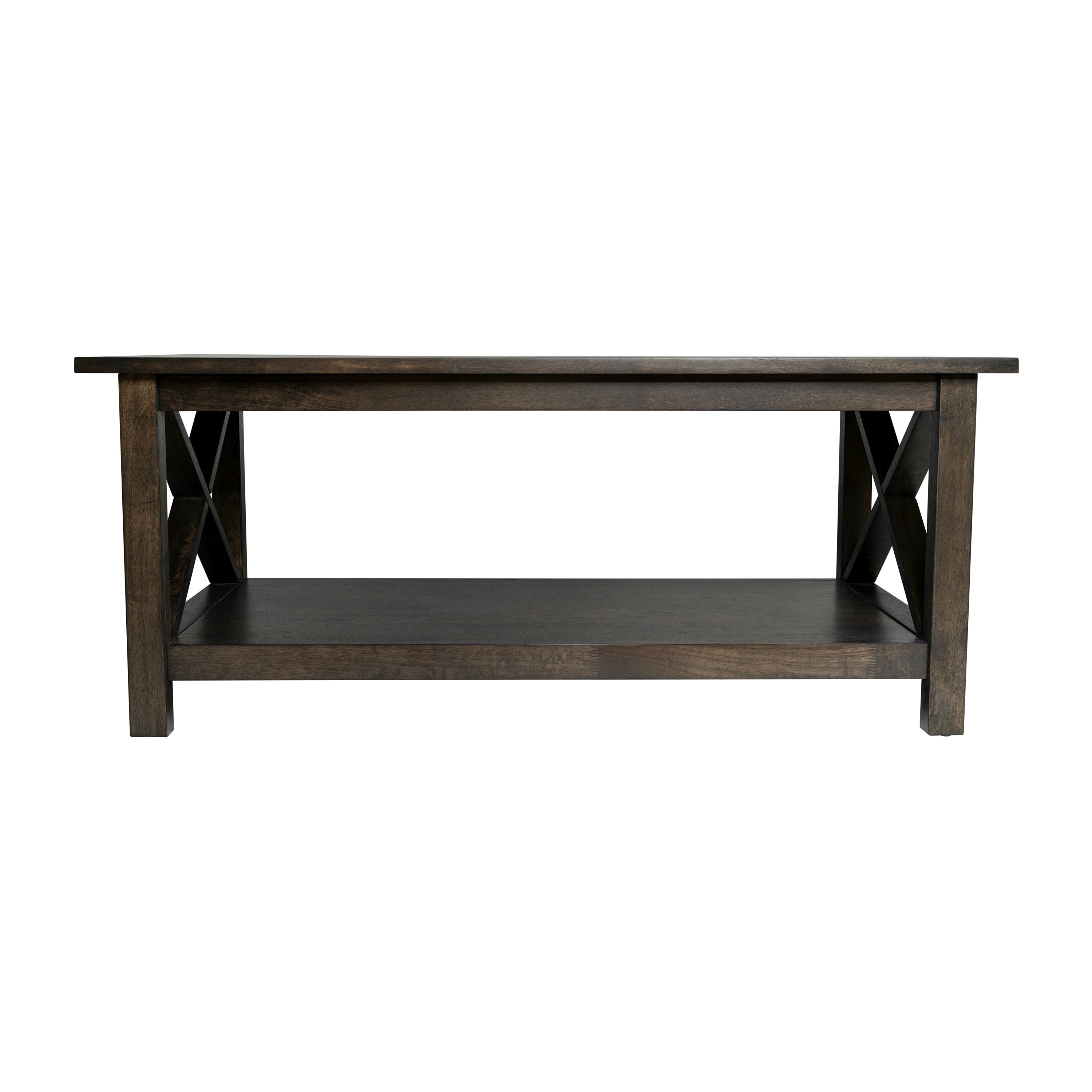 Jasper Farmhouse Style Solid Wood Coffee Table with Traditional Crisscross Accents