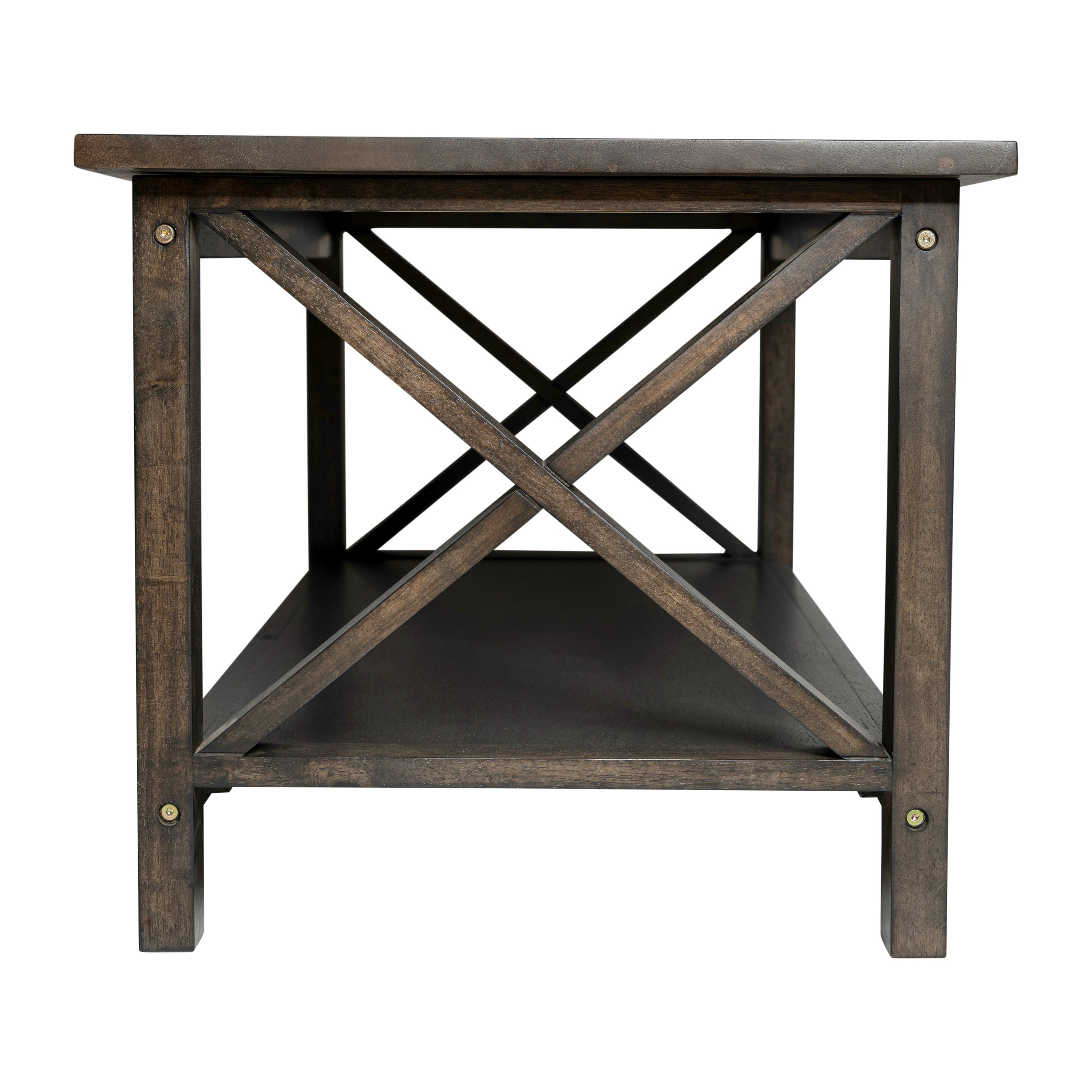 Jasper Farmhouse Style Solid Wood Coffee Table with Traditional Crisscross Accents
