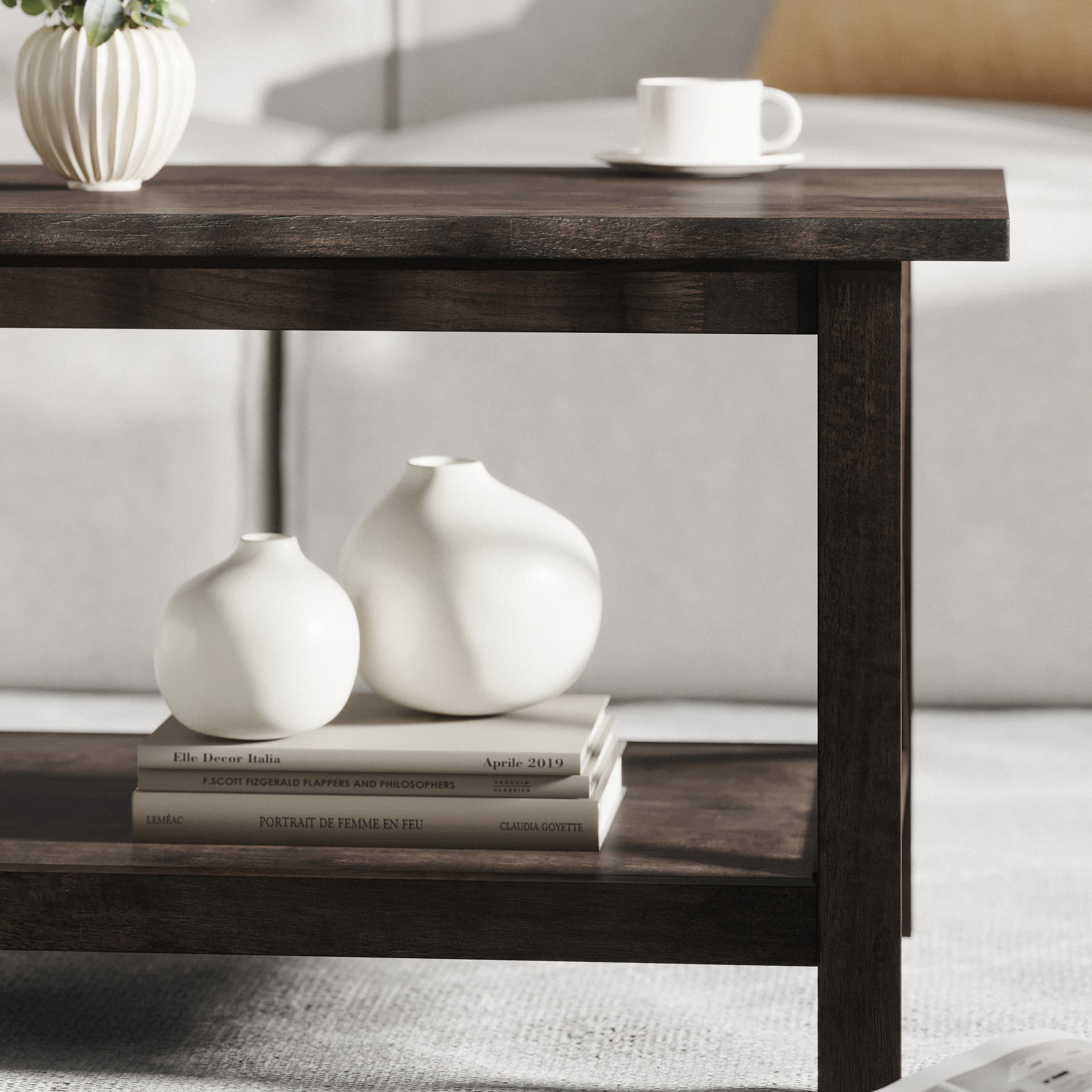 Jasper Farmhouse Style Solid Wood Coffee Table with Traditional Crisscross Accents
