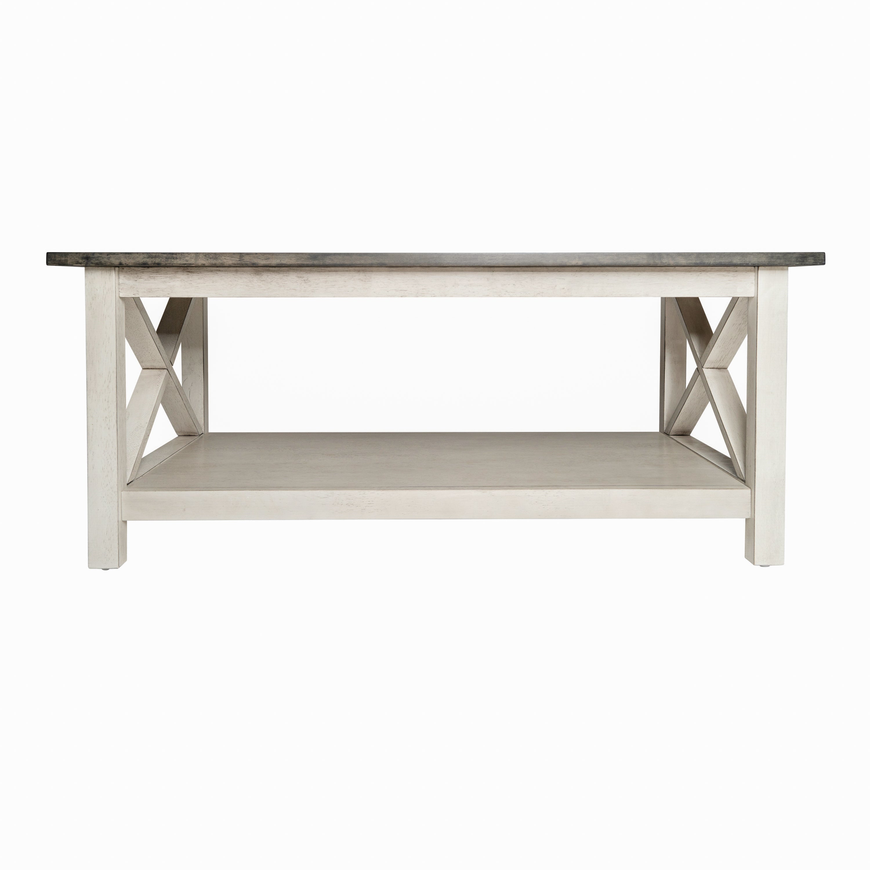 Jasper Farmhouse Style Solid Wood Coffee Table with Traditional Crisscross Accents