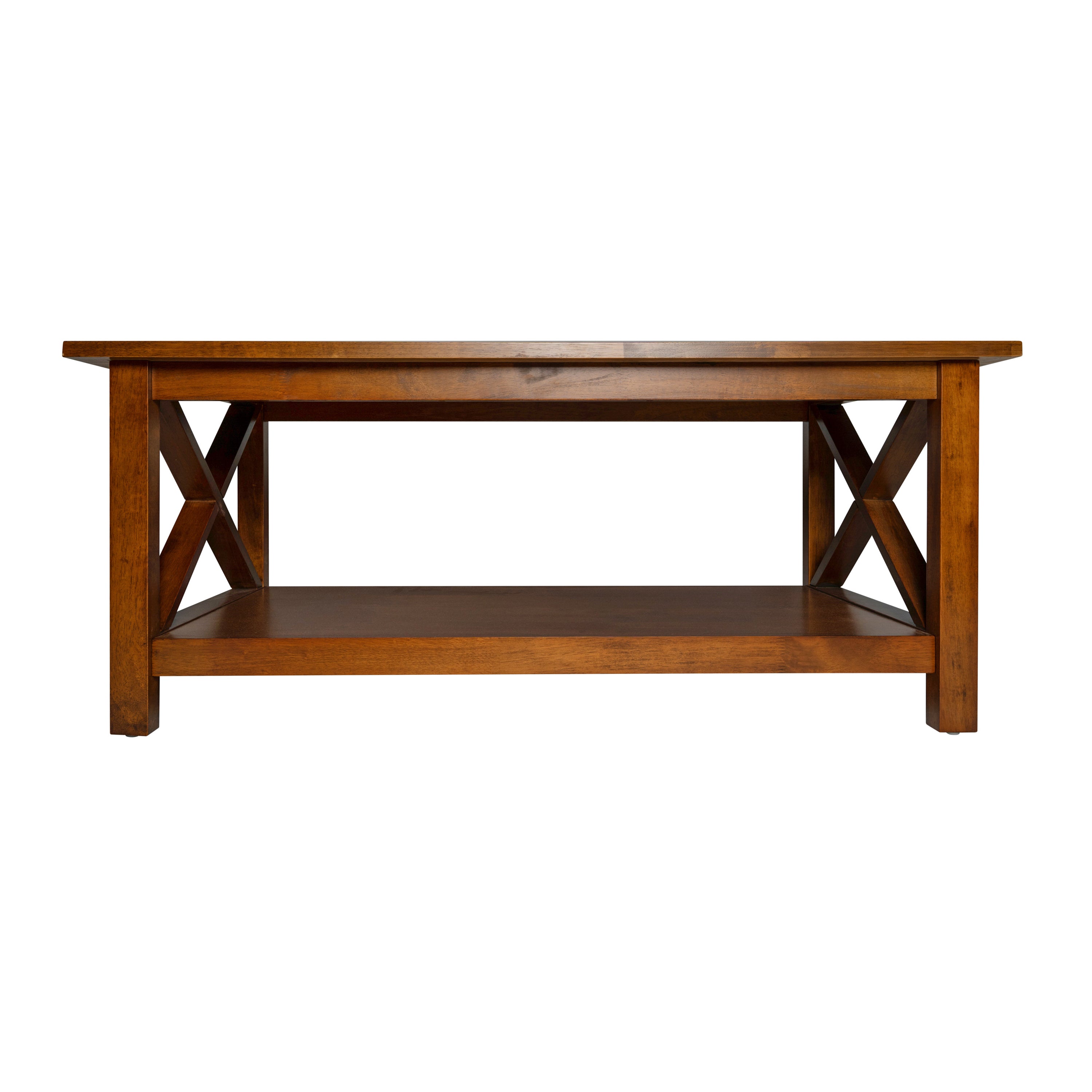 Jasper Farmhouse Style Solid Wood Coffee Table with Traditional Crisscross Accents