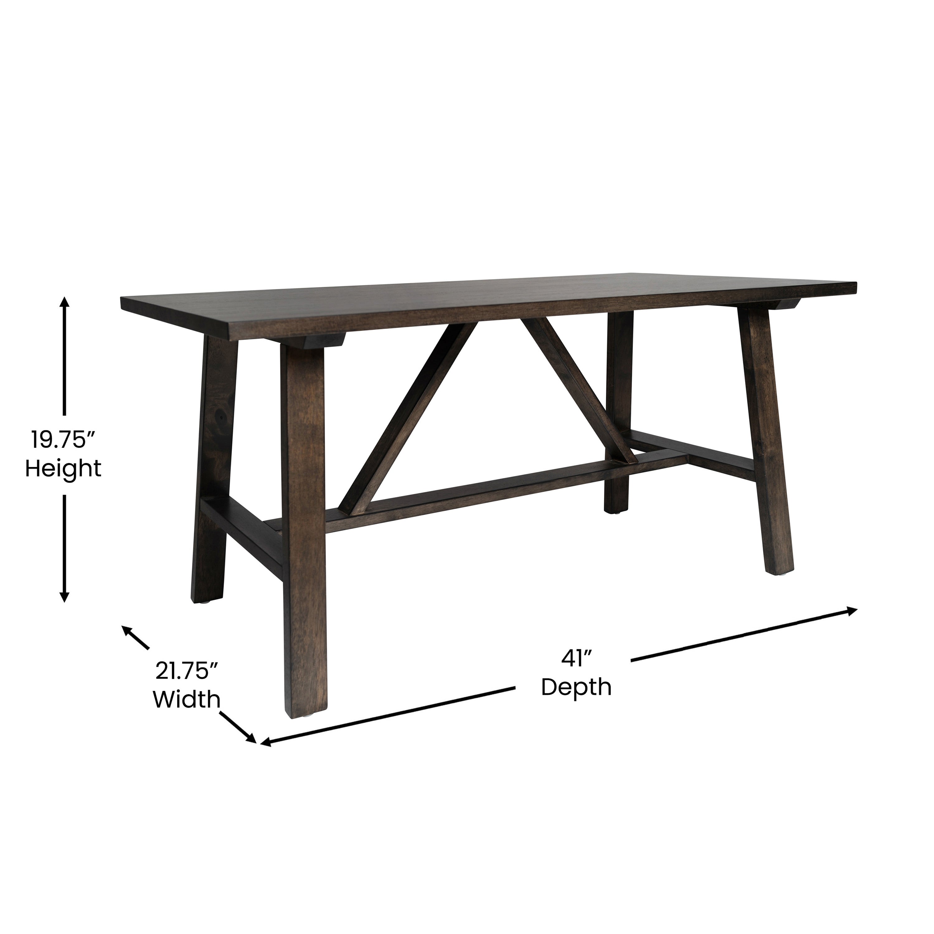Eli Solid Wood Farmhouse Coffee Table, Trestle Style Accent Table