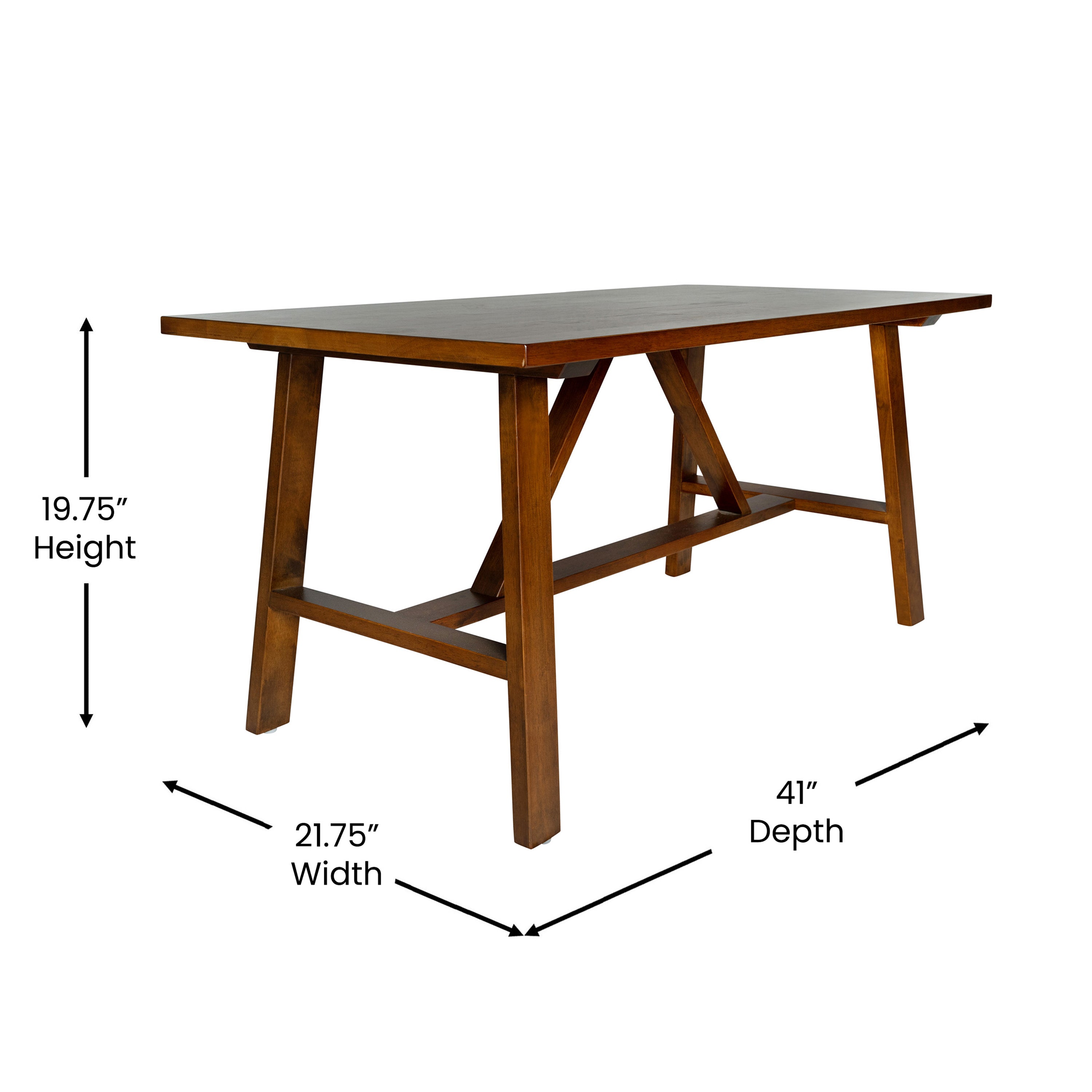 Eli Solid Wood Farmhouse Coffee Table, Trestle Style Accent Table