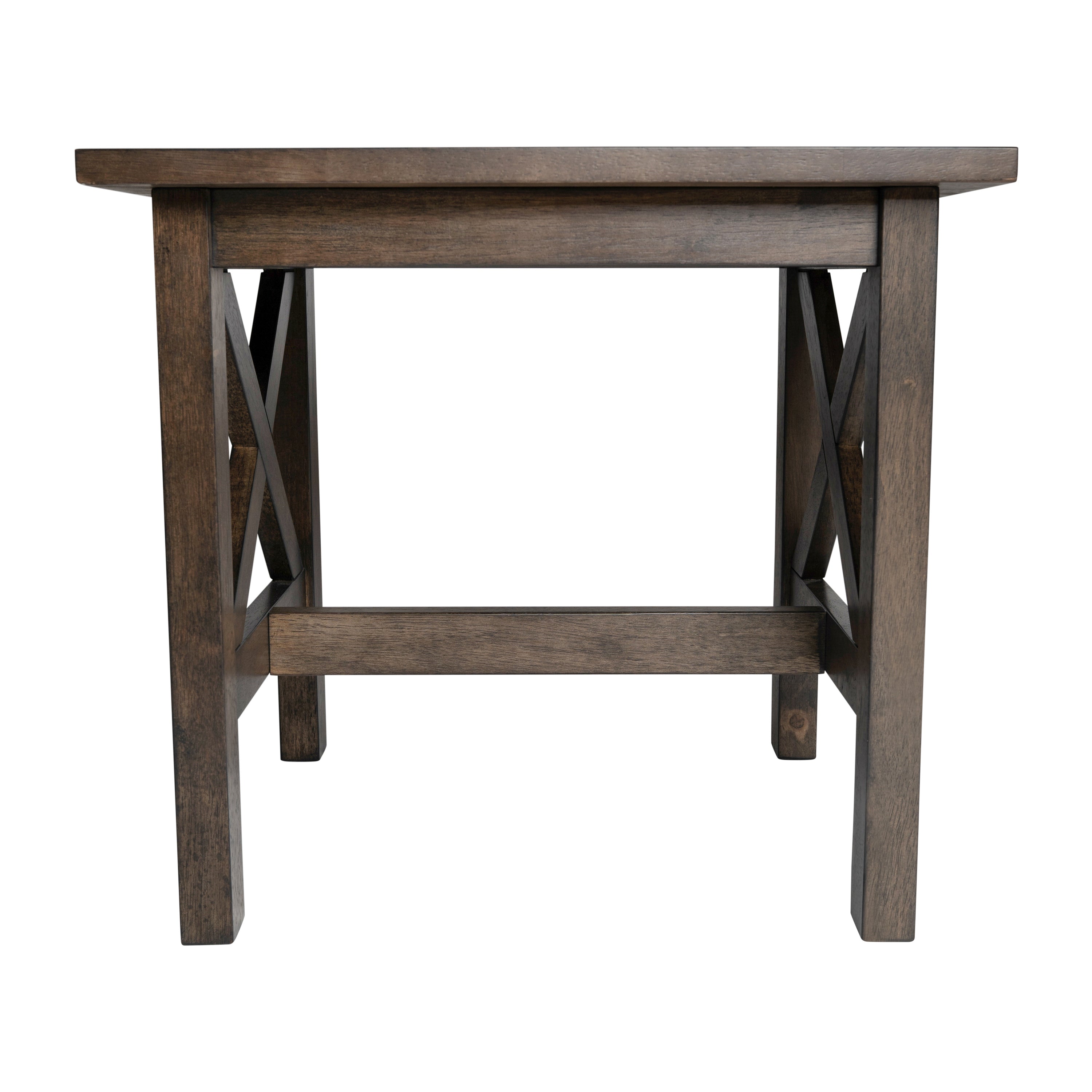 Jasper Farmhouse Style Solid Wood End Table with Traditional Crisscross Accents
