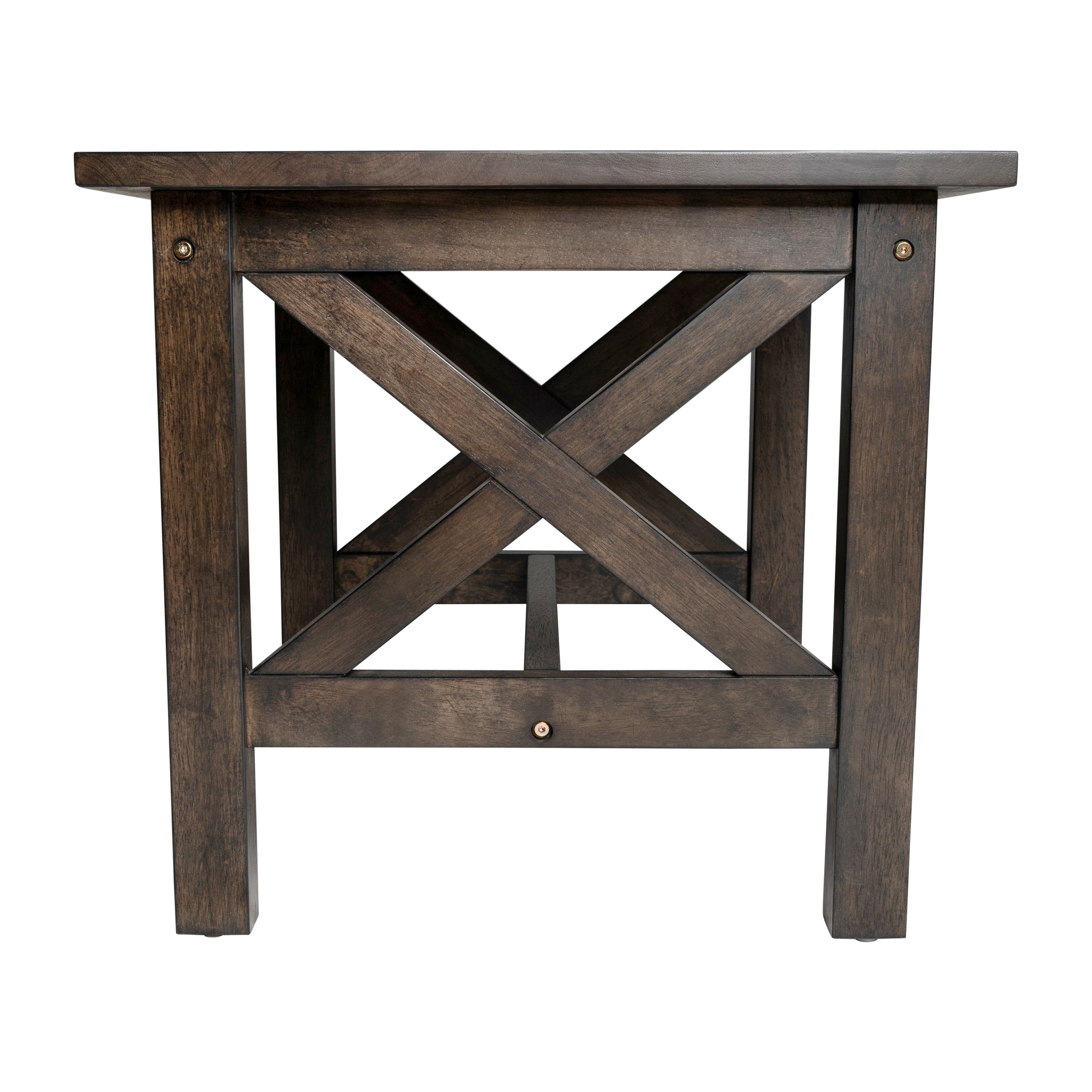 Jasper Farmhouse Style Solid Wood End Table with Traditional Crisscross Accents