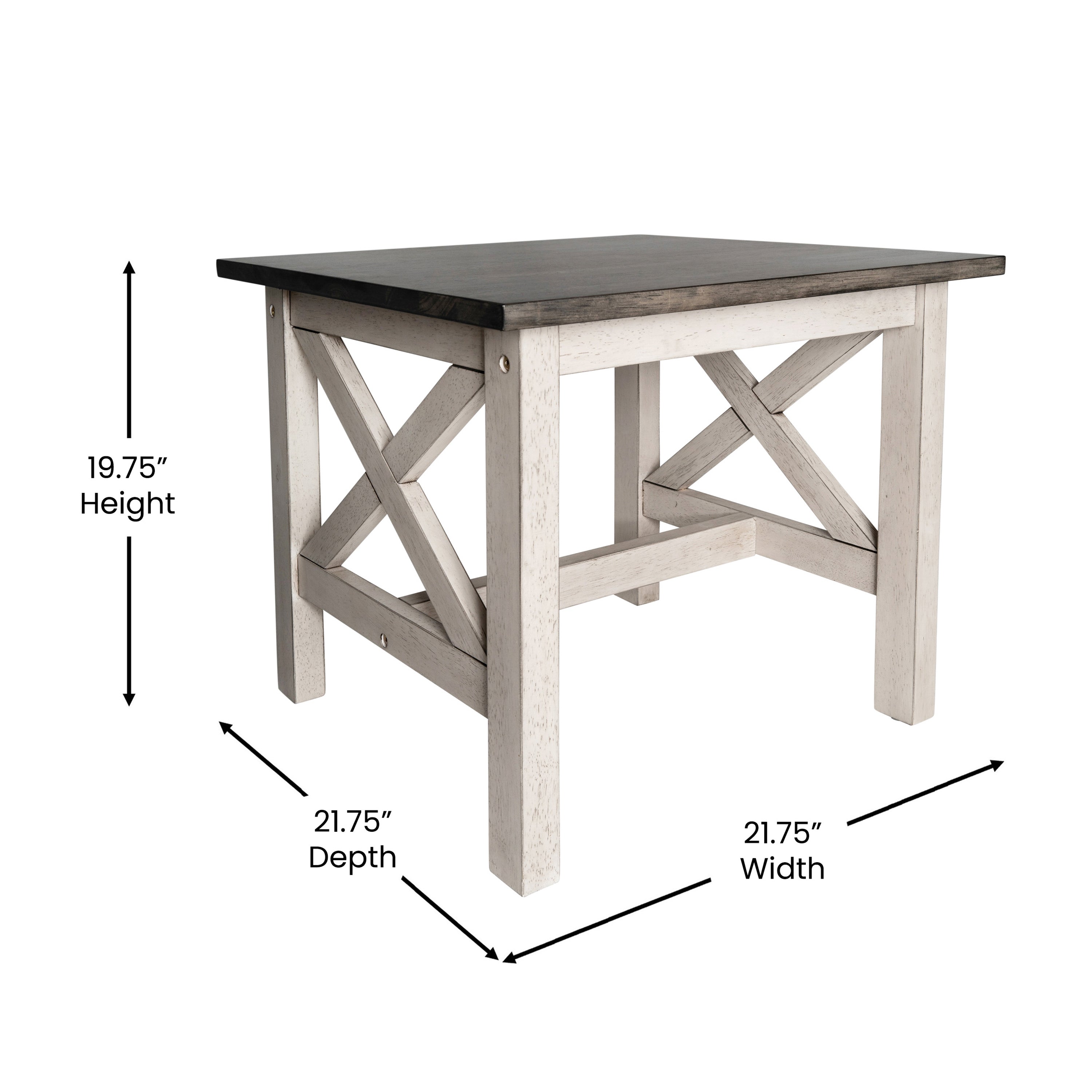Jasper Farmhouse Style Solid Wood End Table with Traditional Crisscross Accents