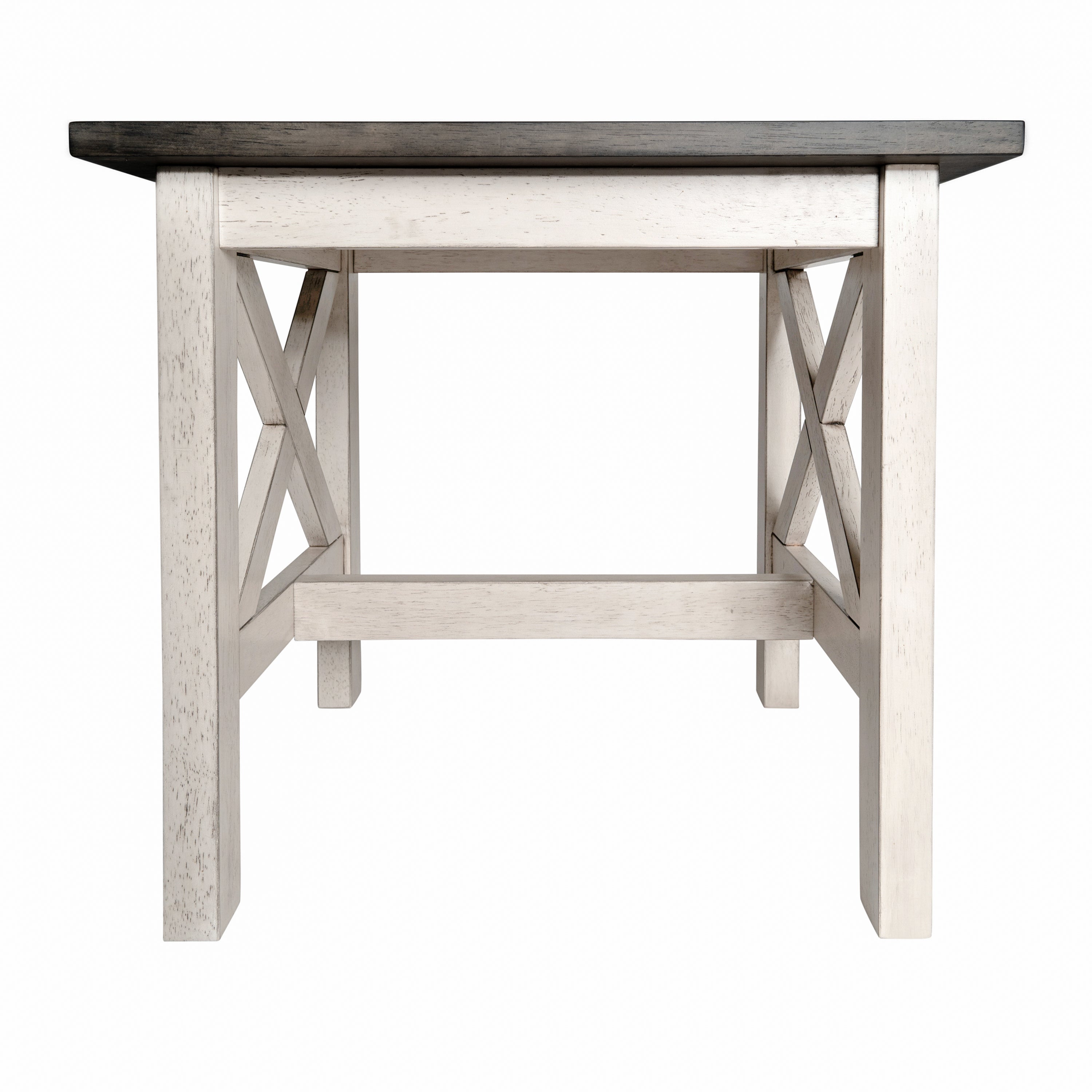 Jasper Farmhouse Style Solid Wood End Table with Traditional Crisscross Accents