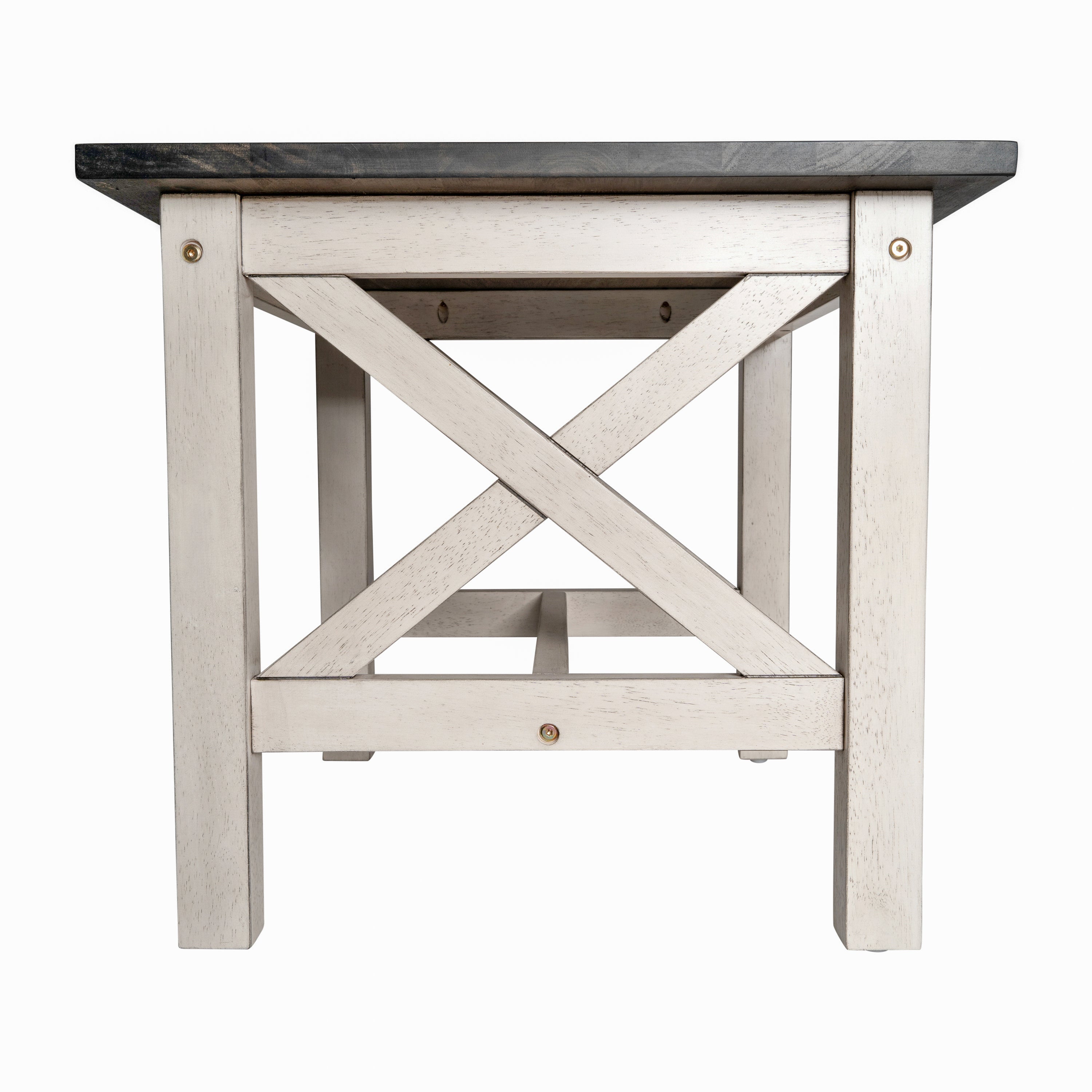 Jasper Farmhouse Style Solid Wood End Table with Traditional Crisscross Accents