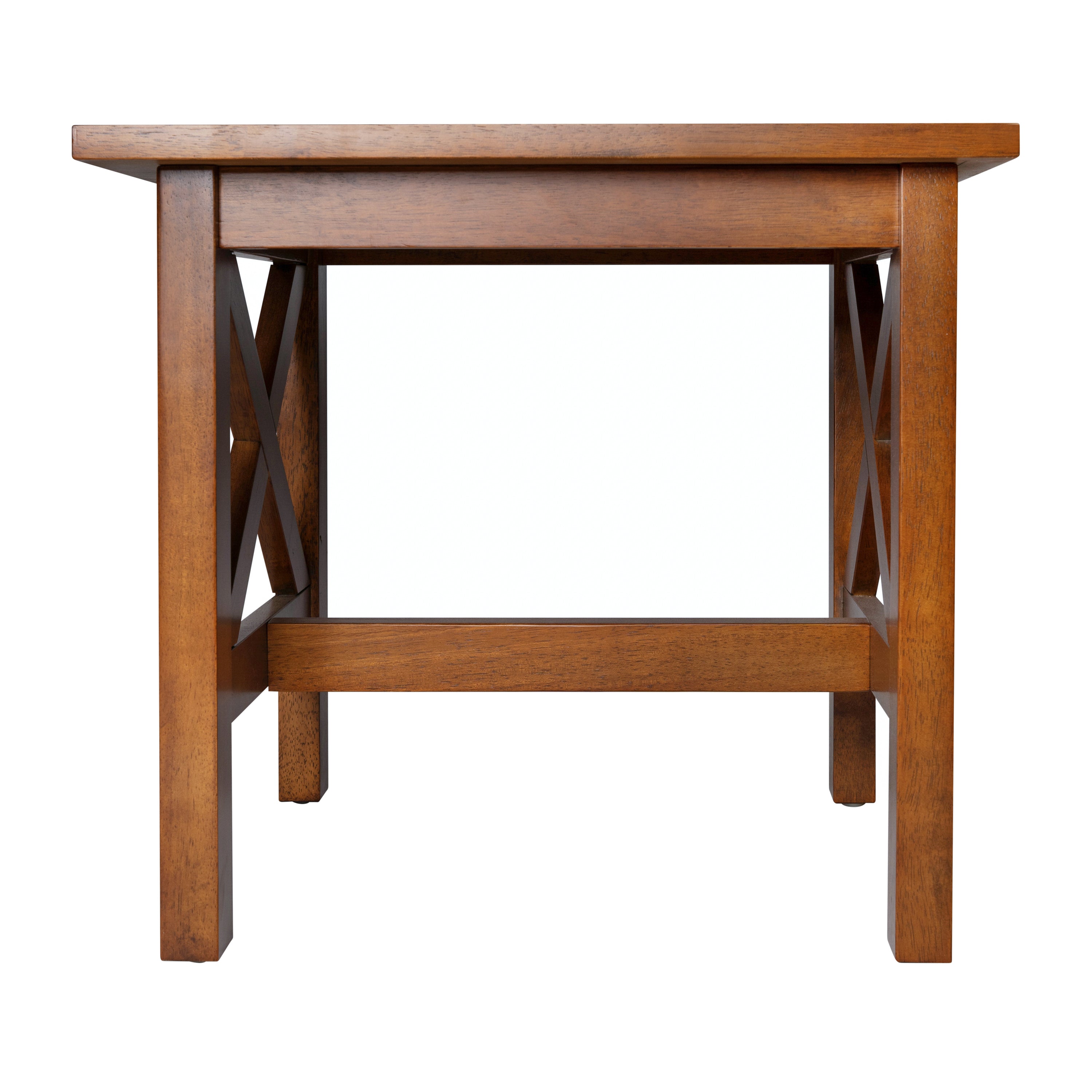 Jasper Farmhouse Style Solid Wood End Table with Traditional Crisscross Accents