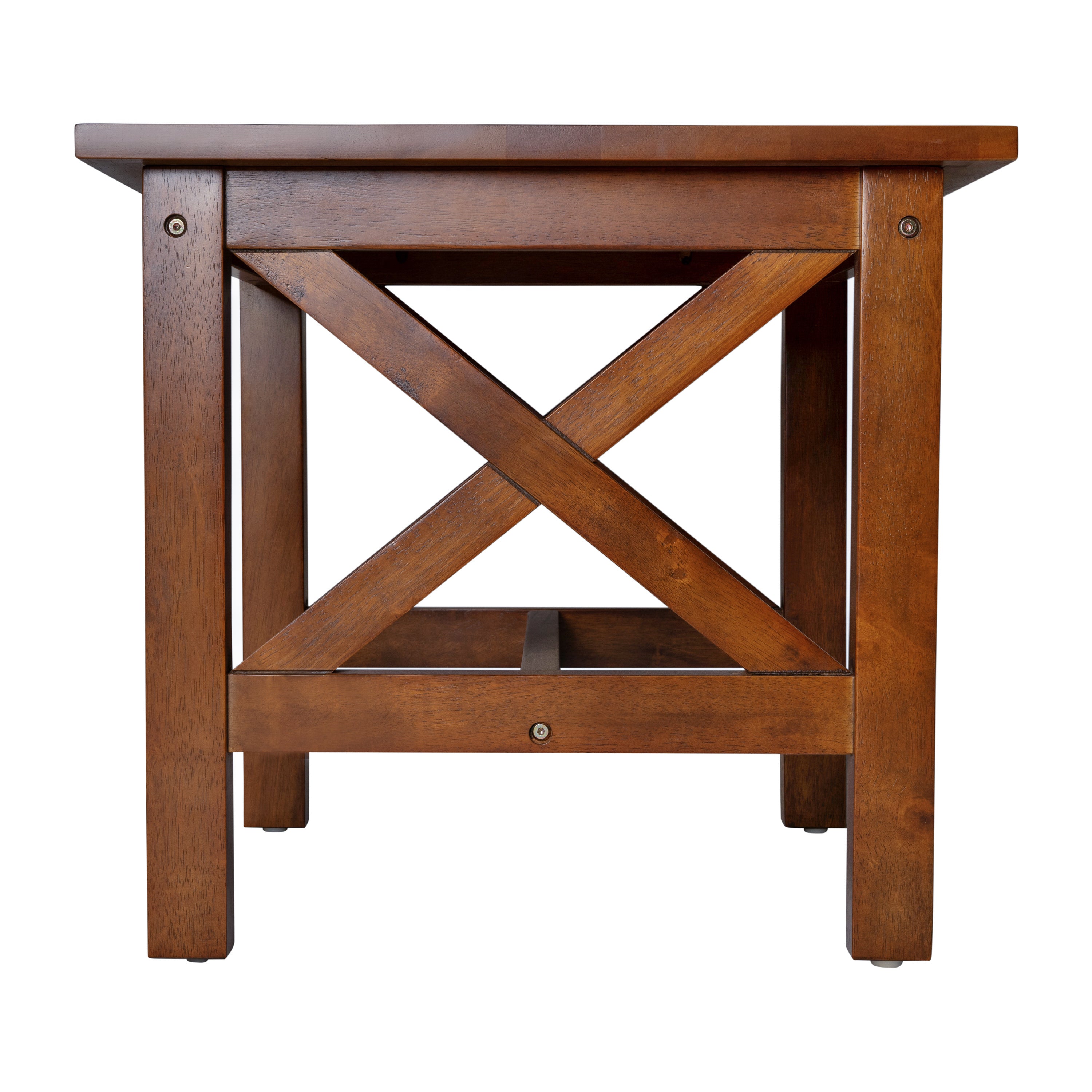 Jasper Farmhouse Style Solid Wood End Table with Traditional Crisscross Accents
