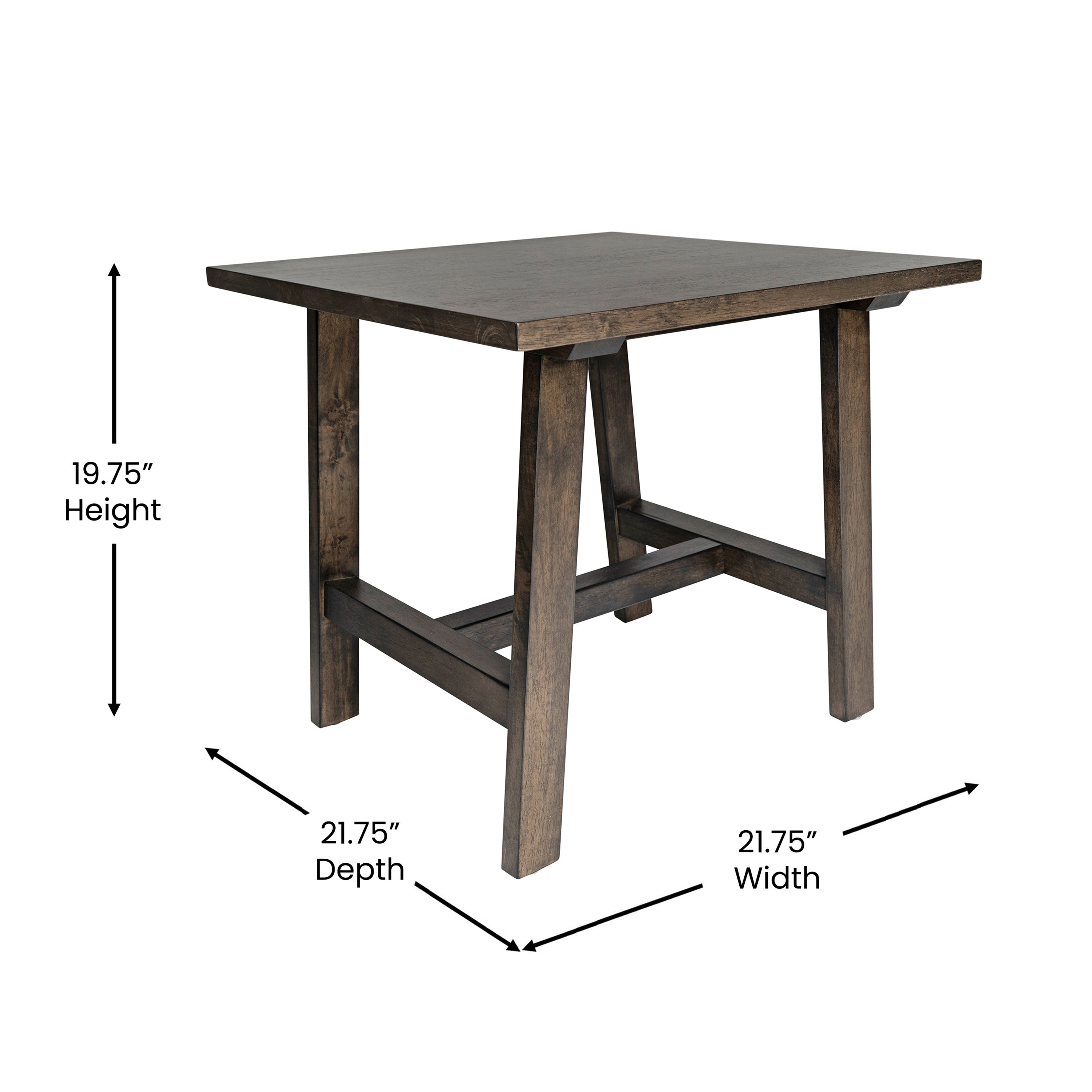 Eli Solid Wood Farmhouse End Table, Trestle Style Accent Table