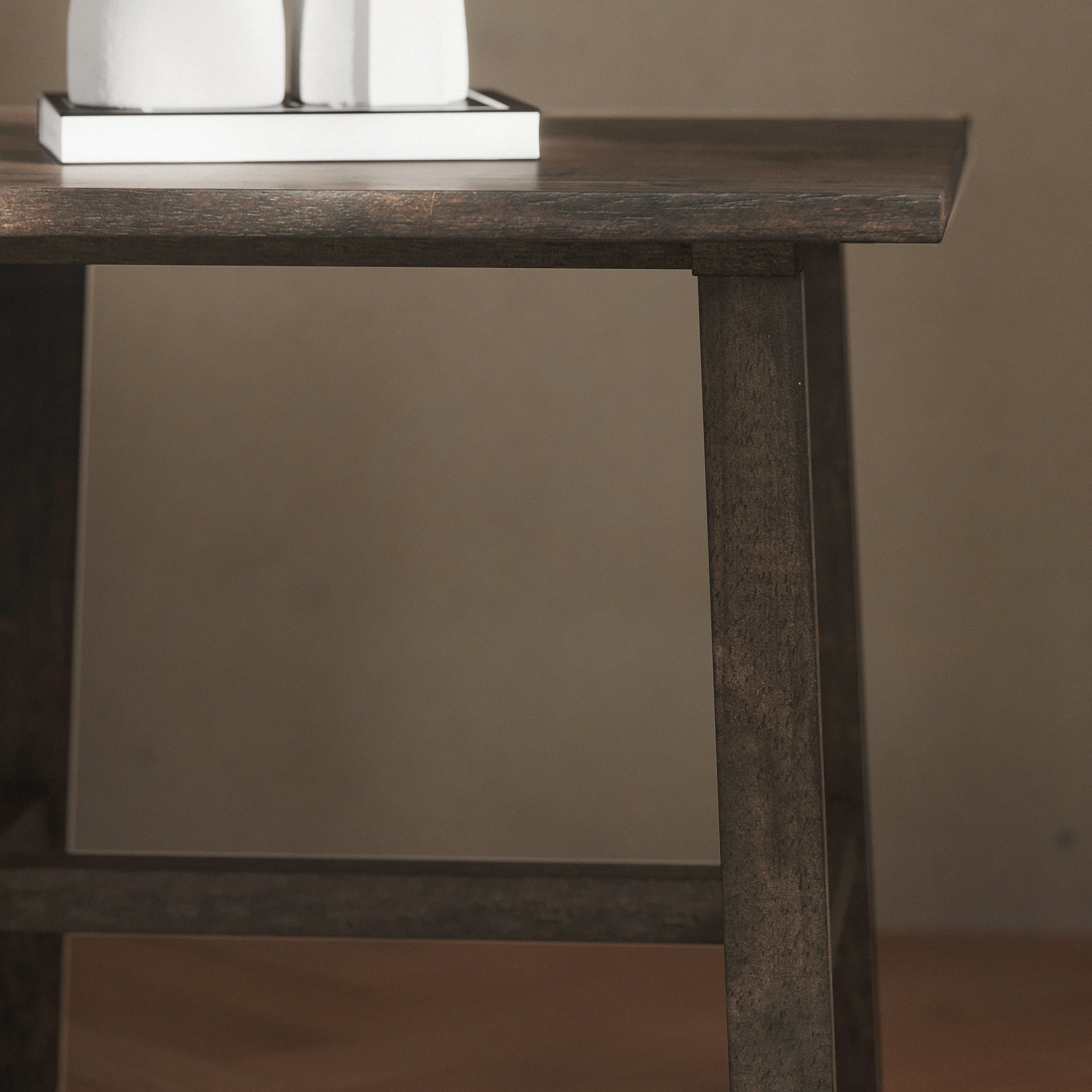 Eli Solid Wood Farmhouse End Table, Trestle Style Accent Table