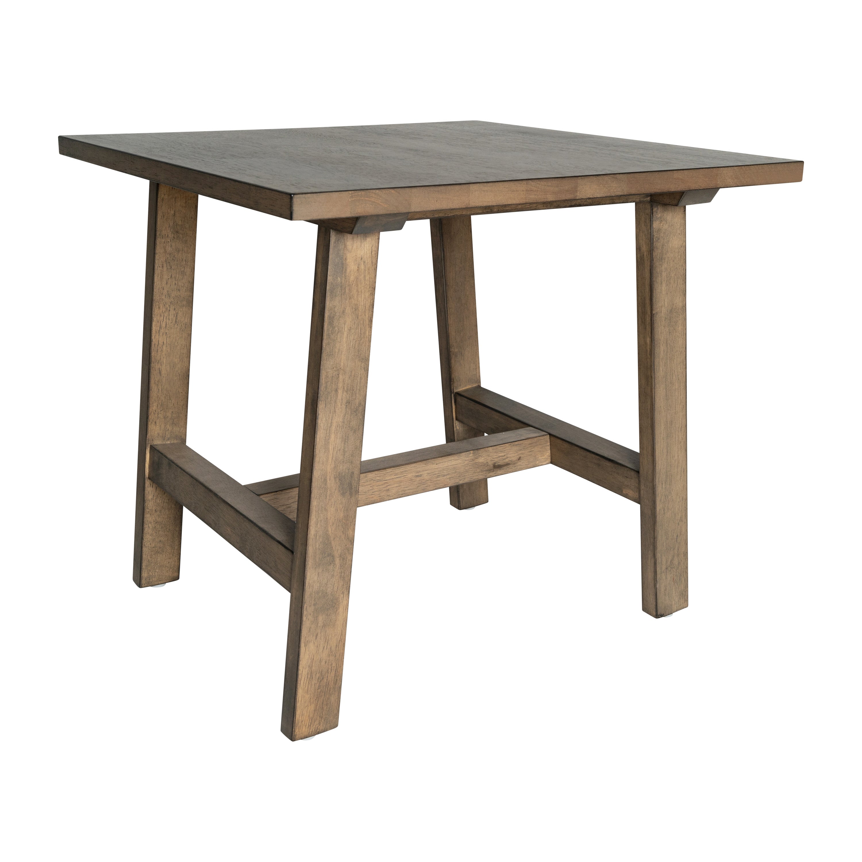 Eli Solid Wood Farmhouse End Table, Trestle Style Accent Table