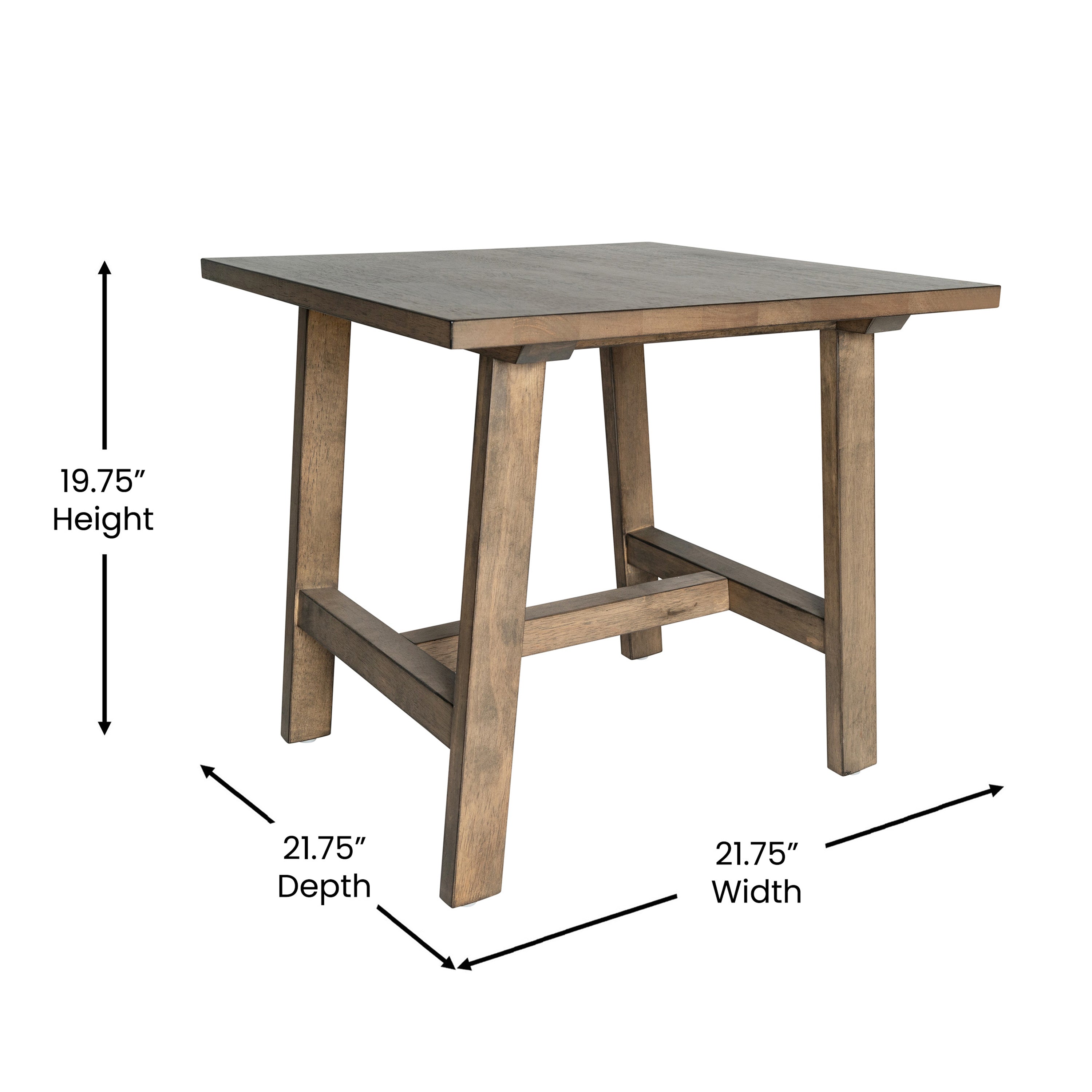 Eli Solid Wood Farmhouse End Table, Trestle Style Accent Table
