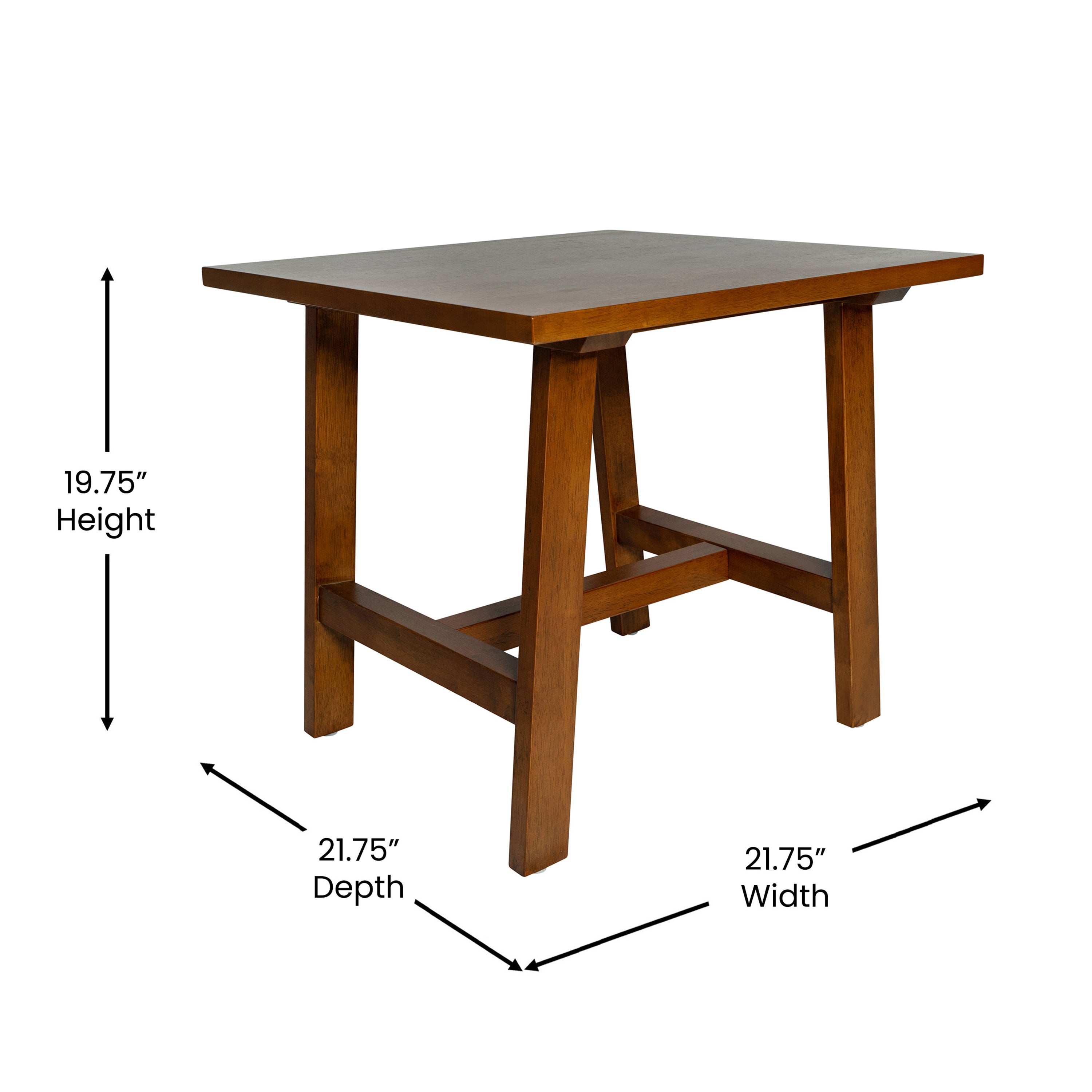 Eli Solid Wood Farmhouse End Table, Trestle Style Accent Table