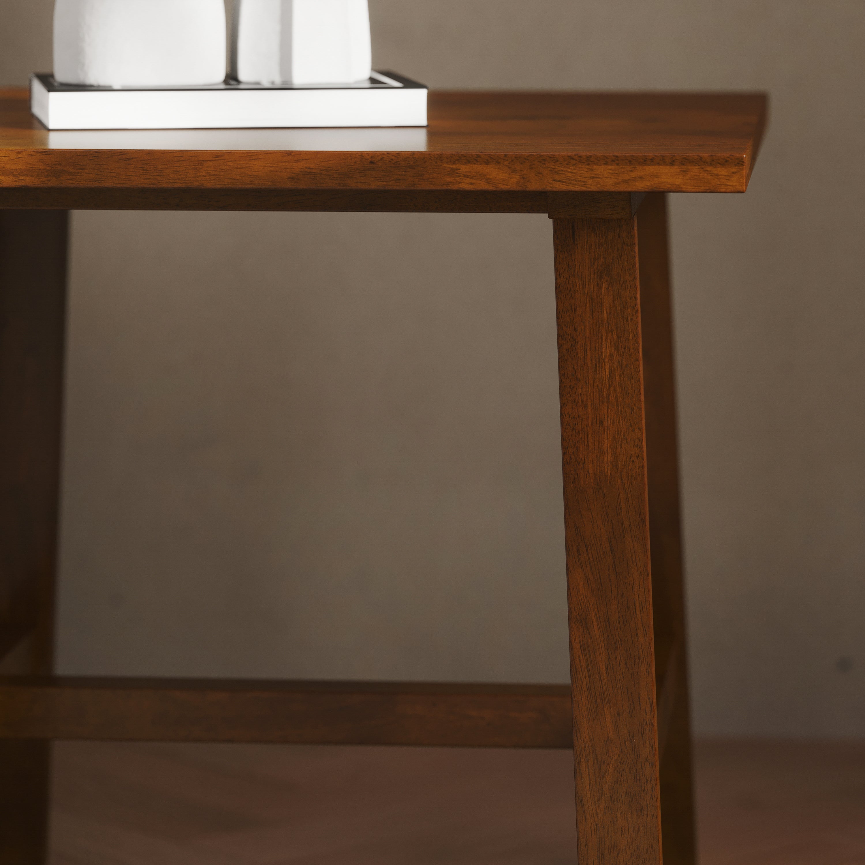 Eli Solid Wood Farmhouse End Table, Trestle Style Accent Table