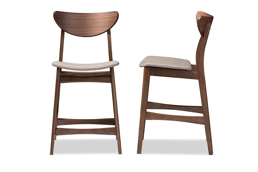Latina Mid-century Retro Modern Scandinavian Style Light Fabric Upholstered Wood Finishing 24-Inches Counter Stool (Set of 2)