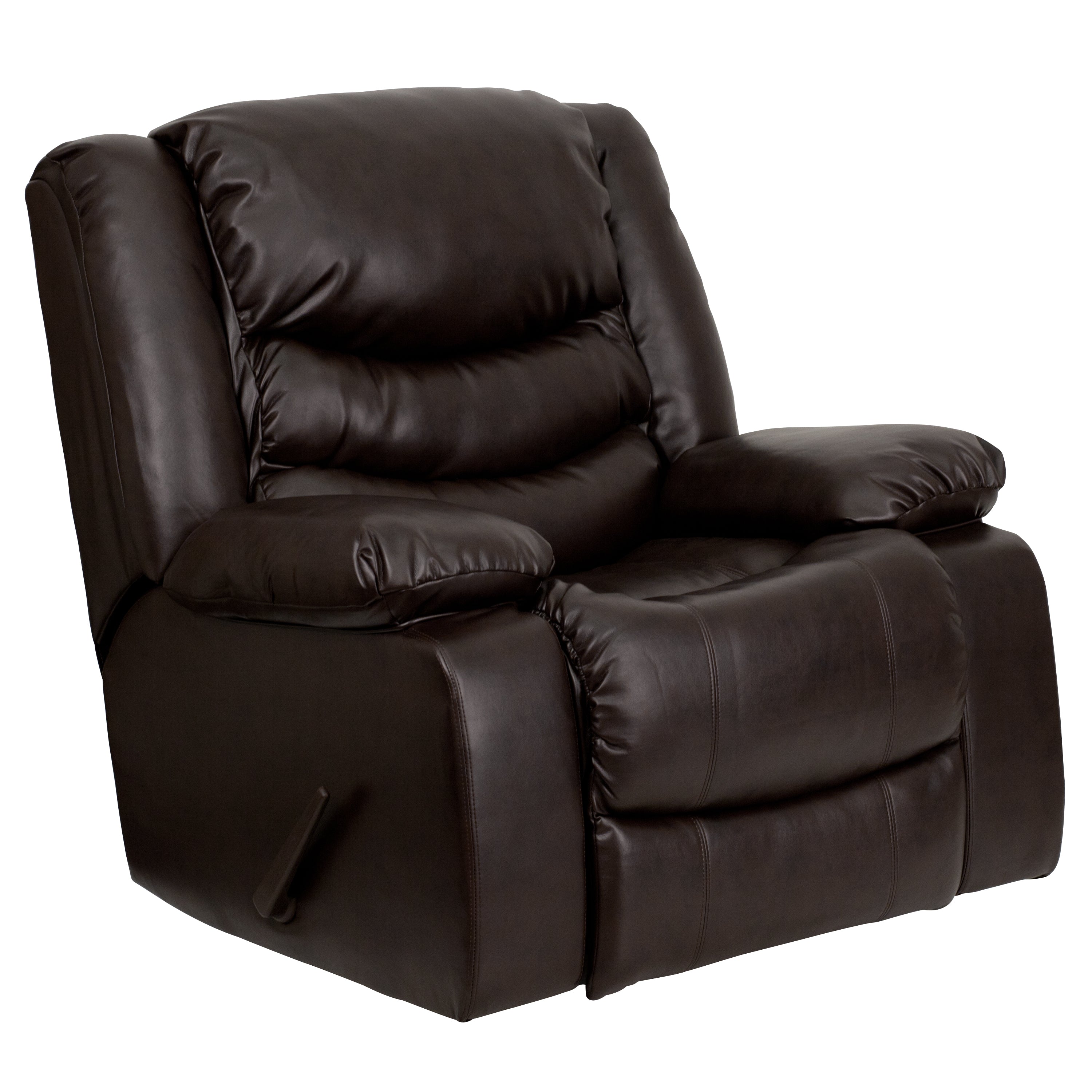 Plush LeatherSoft Lever Rocker Recliner with Padded Arms-Recliner-Flash Furniture-Wall2Wall Furnishings