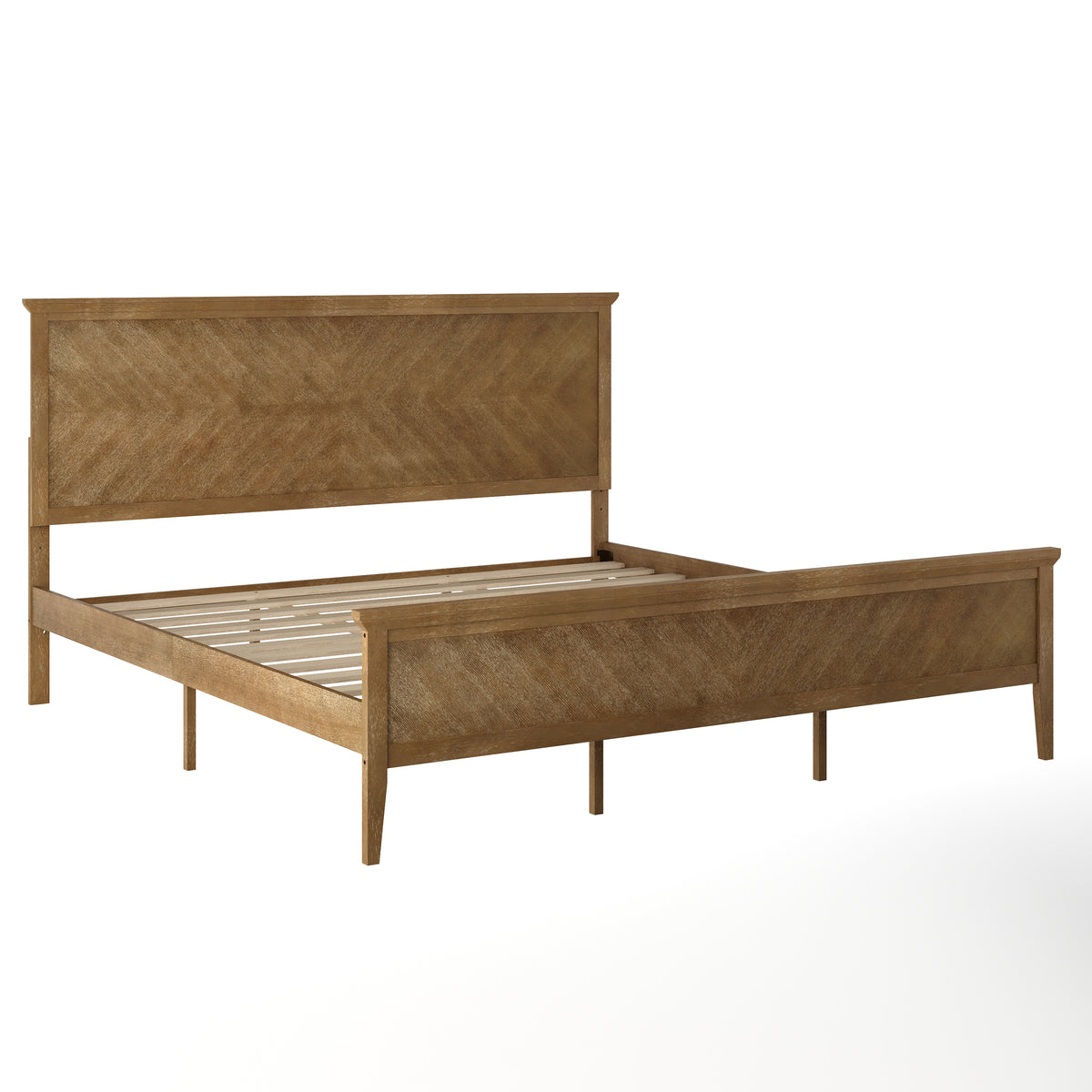 Fiona Solid Wood Platform Bed Frame with Headboard, Footboard, and Slatted Bottom