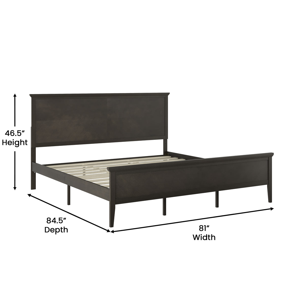 Fiona Solid Wood Platform Bed Frame with Headboard, Footboard, and Slatted Bottom