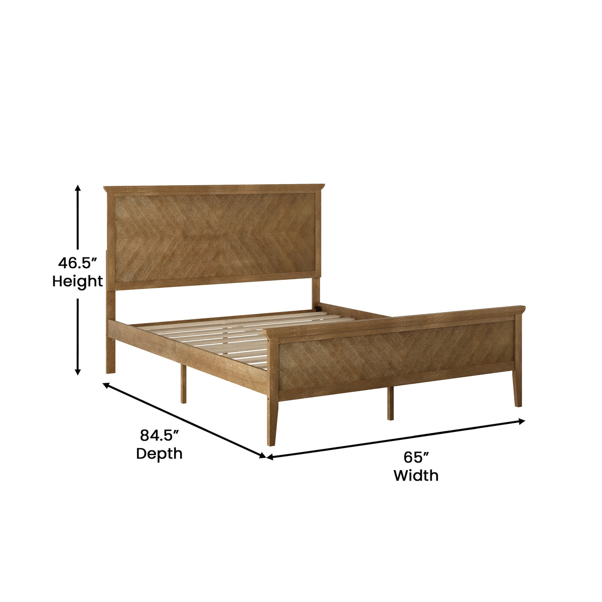 Fiona Solid Wood Platform Bed Frame with Headboard, Footboard, and Slatted Bottom