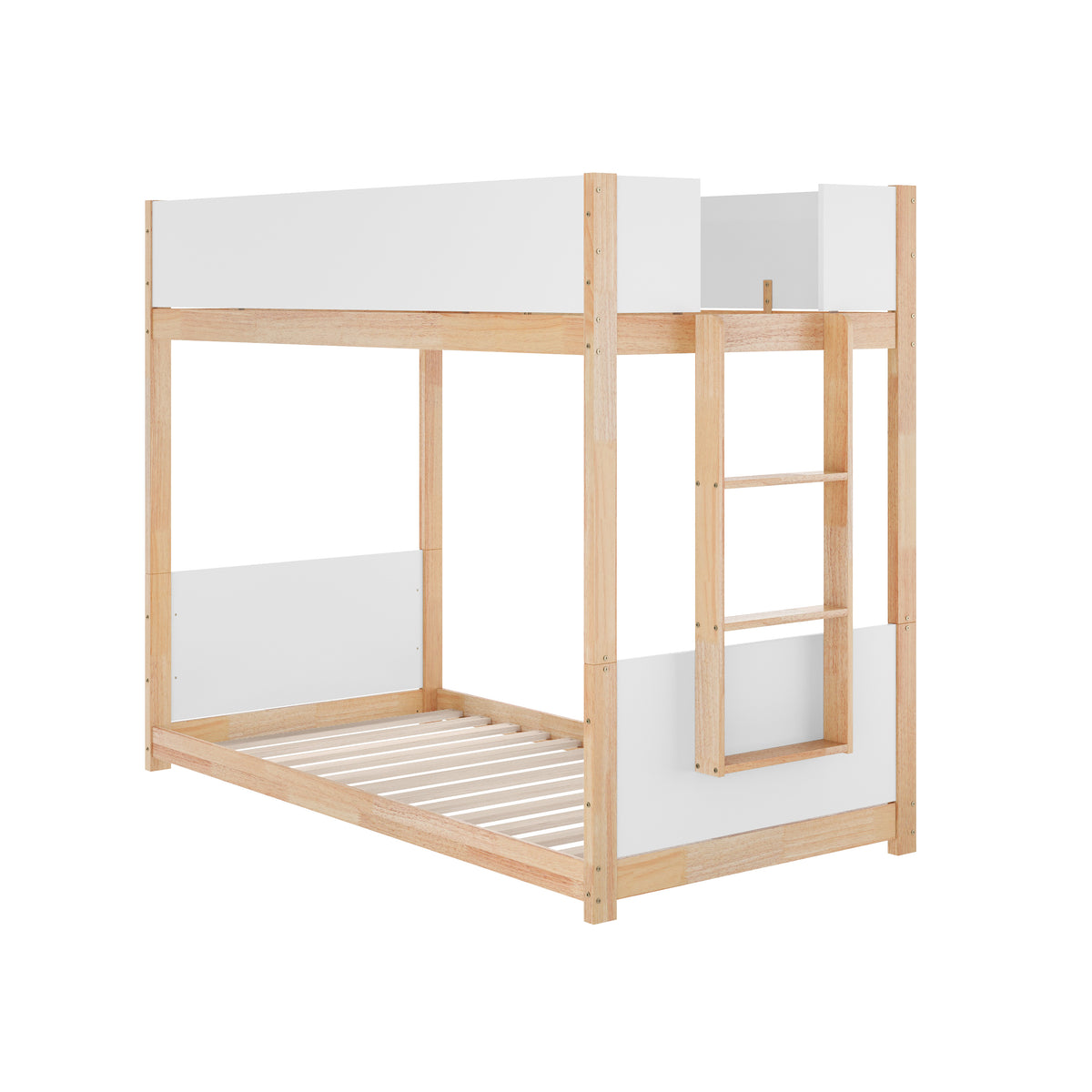 Dallas Convertible Solid Wood Bunk Bed Frame with Ladder for Kids, No Box Spring Needed