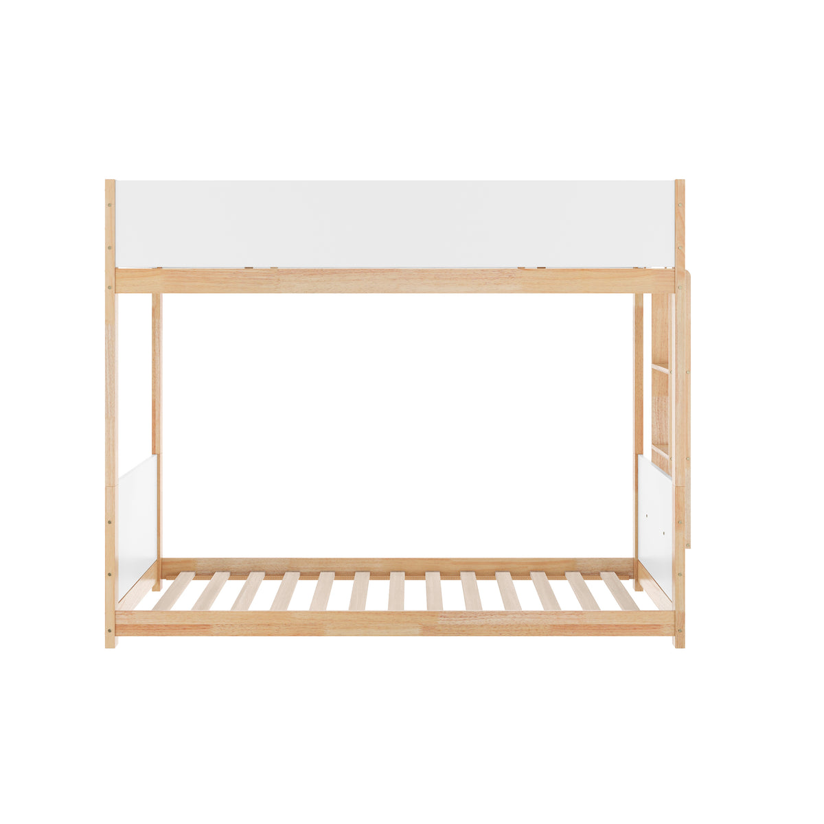 Dallas Convertible Solid Wood Bunk Bed Frame with Ladder for Kids, No Box Spring Needed