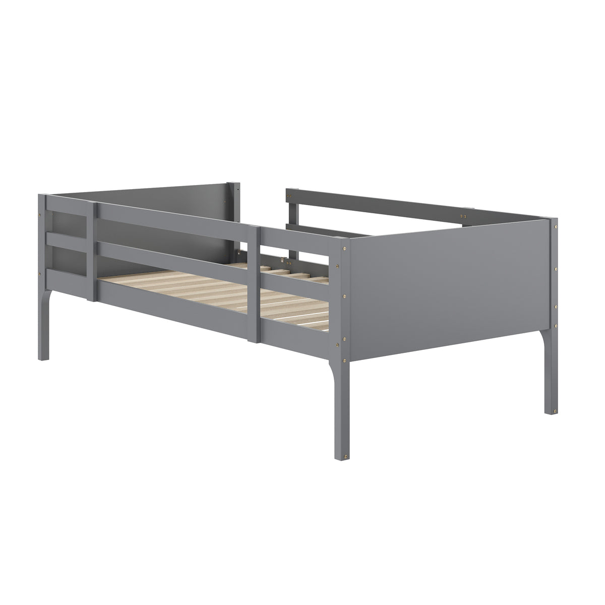 Dallas Convertible Slatted Solid Wood Bunk Bed Frame with Ladder for Kids, No Box Spring Needed