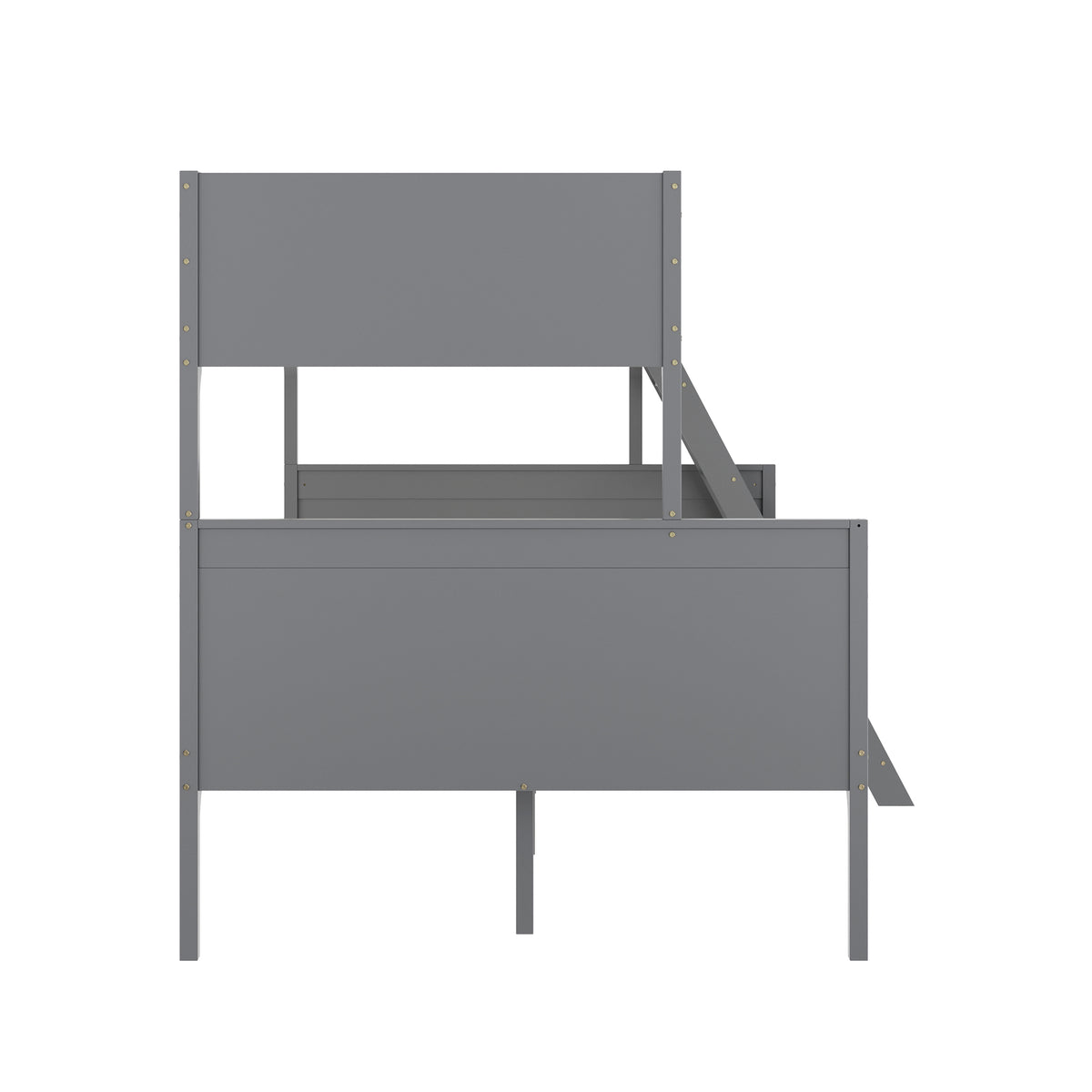 Dallas Convertible Slatted Solid Wood Bunk Bed Frame with Ladder for Kids, No Box Spring Needed