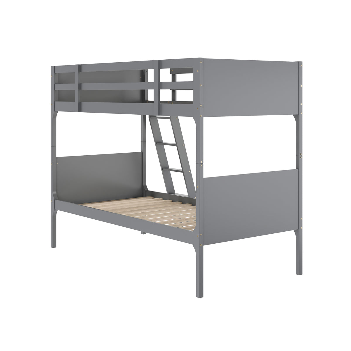 Dallas Convertible Slatted Solid Wood Bunk Bed Frame with Ladder for Kids, No Box Spring Needed