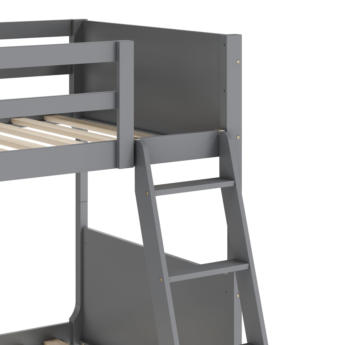 Dallas Convertible Slatted Solid Wood Bunk Bed Frame with Ladder for Kids, No Box Spring Needed