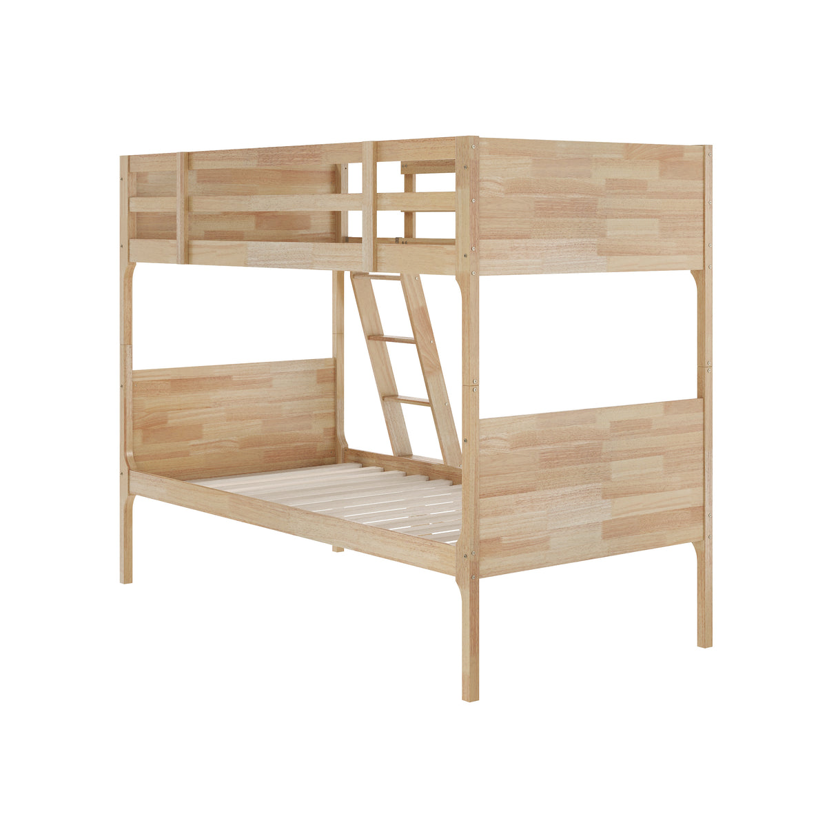 Dallas Convertible Slatted Solid Wood Bunk Bed Frame with Ladder for Kids, No Box Spring Needed