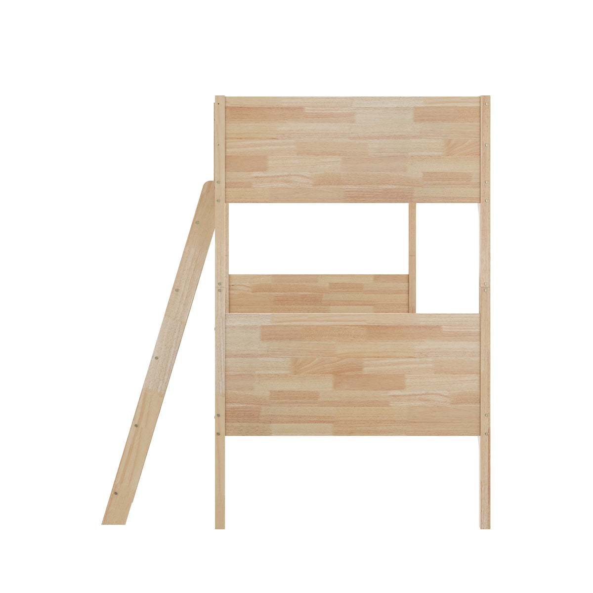 Dallas Convertible Slatted Solid Wood Bunk Bed Frame with Ladder for Kids, No Box Spring Needed