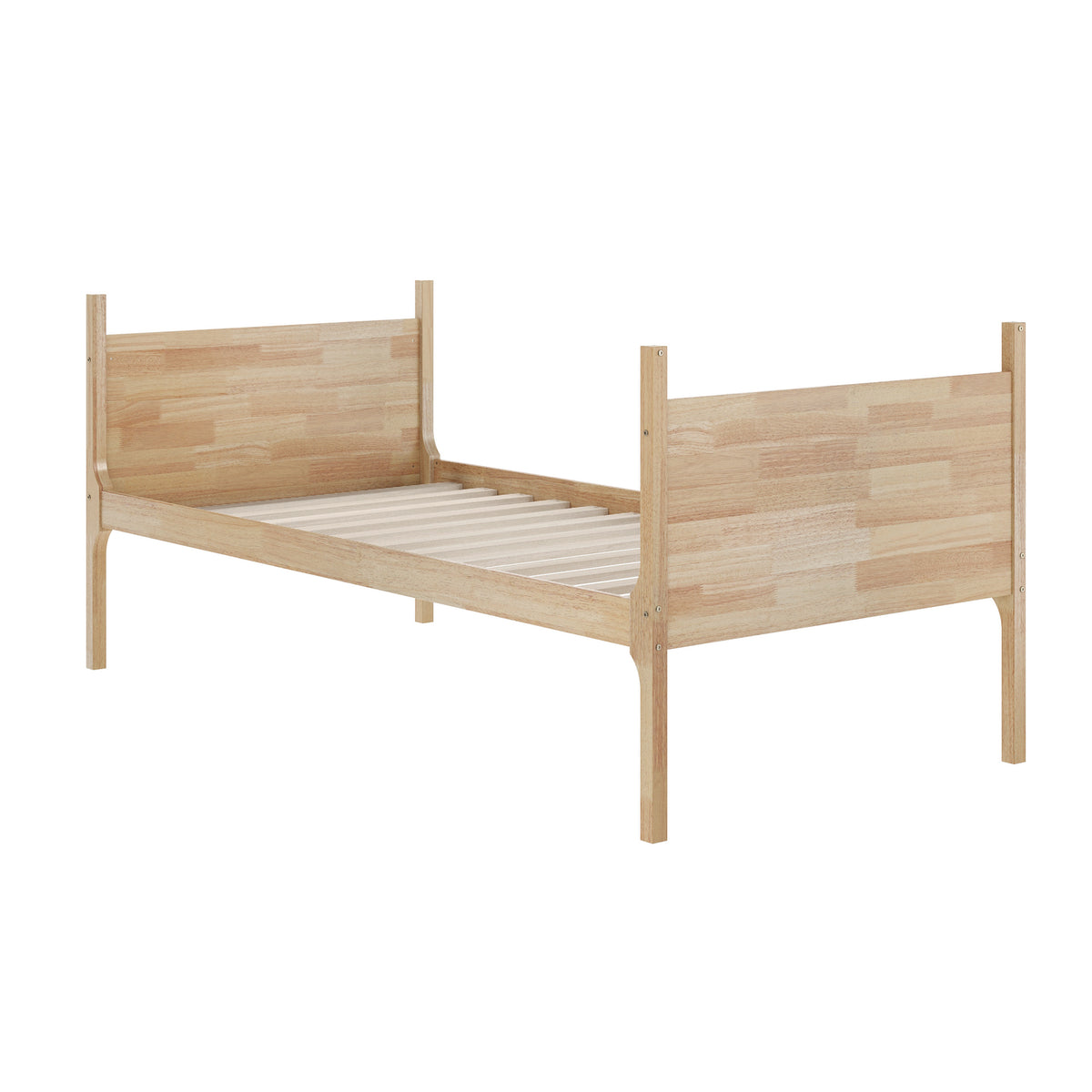 Dallas Convertible Slatted Solid Wood Bunk Bed Frame with Ladder for Kids, No Box Spring Needed