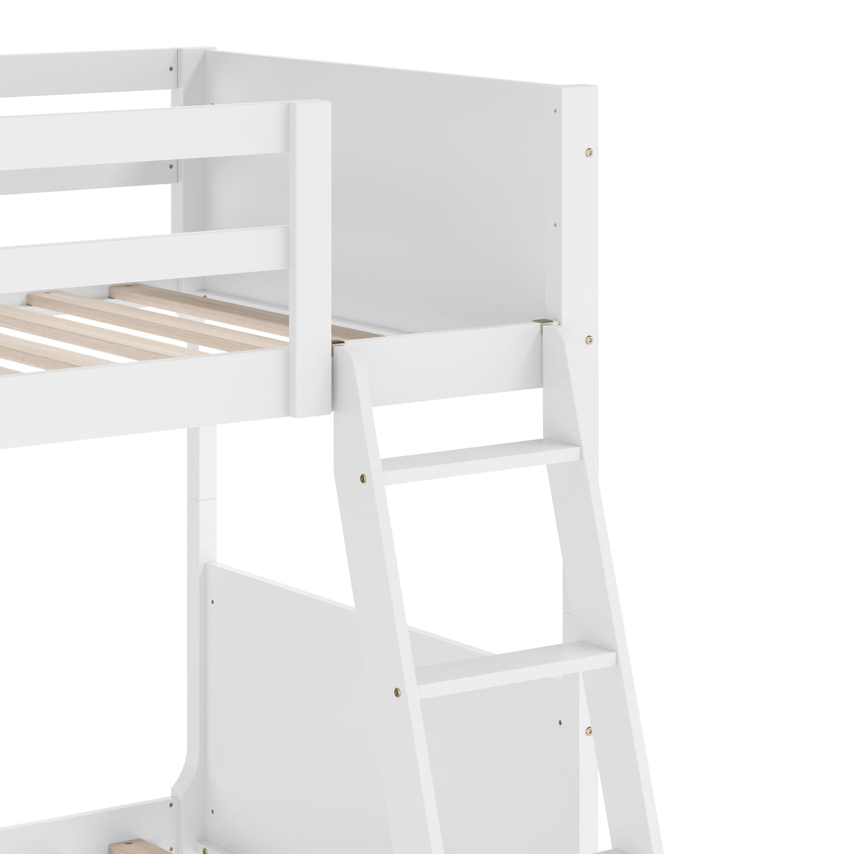 Dallas Convertible Slatted Solid Wood Bunk Bed Frame with Ladder for Kids, No Box Spring Needed