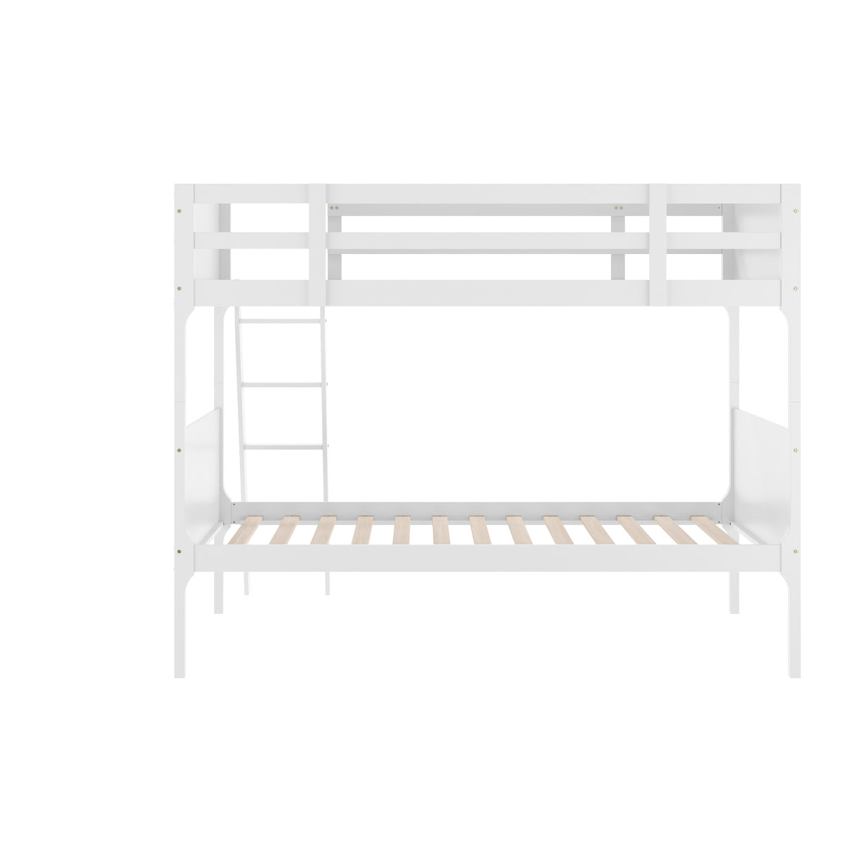 Dallas Convertible Slatted Solid Wood Bunk Bed Frame with Ladder for Kids, No Box Spring Needed
