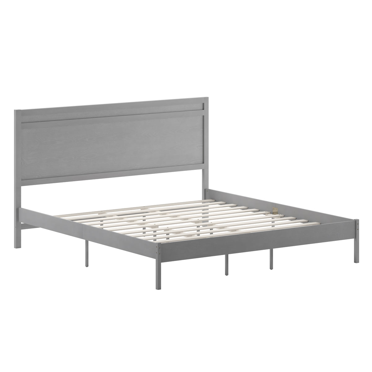 Kingston Solid Wood Platform Bed with Wooden Slats and Headboard, No Box Spring Needed
