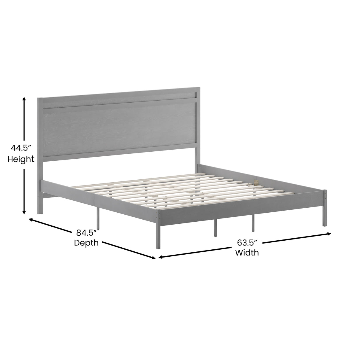 Kingston Solid Wood Platform Bed with Wooden Slats and Headboard, No Box Spring Needed