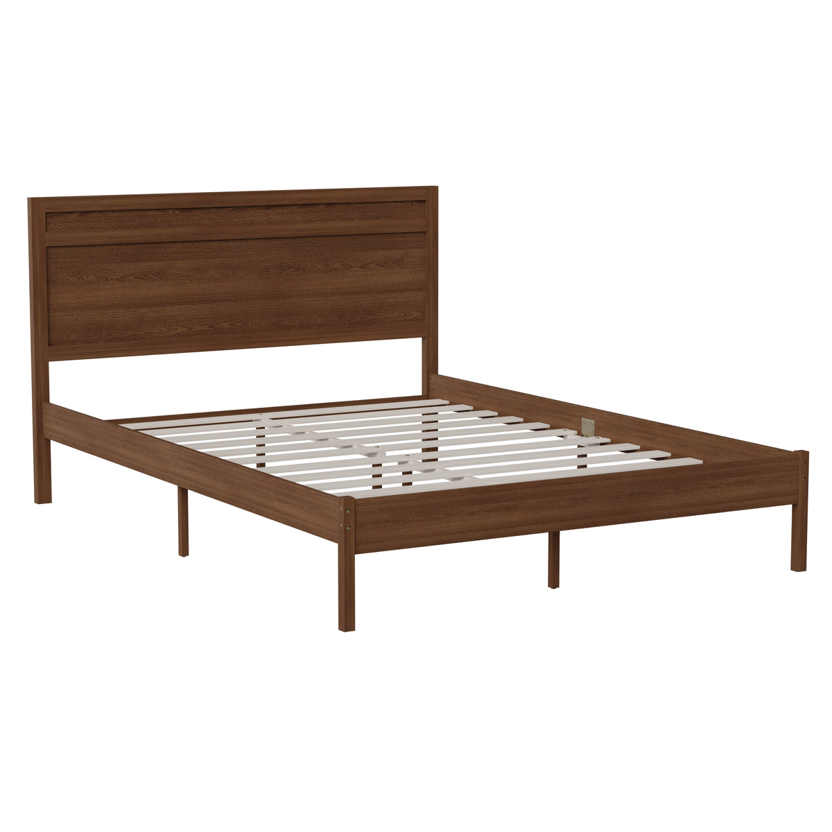 Kingston Solid Wood Platform Bed with Wooden Slats and Headboard, No Box Spring Needed