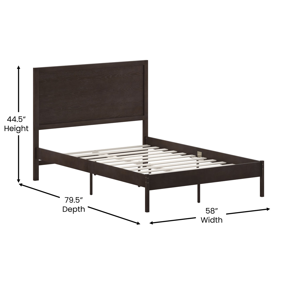 Asher Solid Wood Platform Bed with Wooden Slats and Headboard, No Box Spring Needed