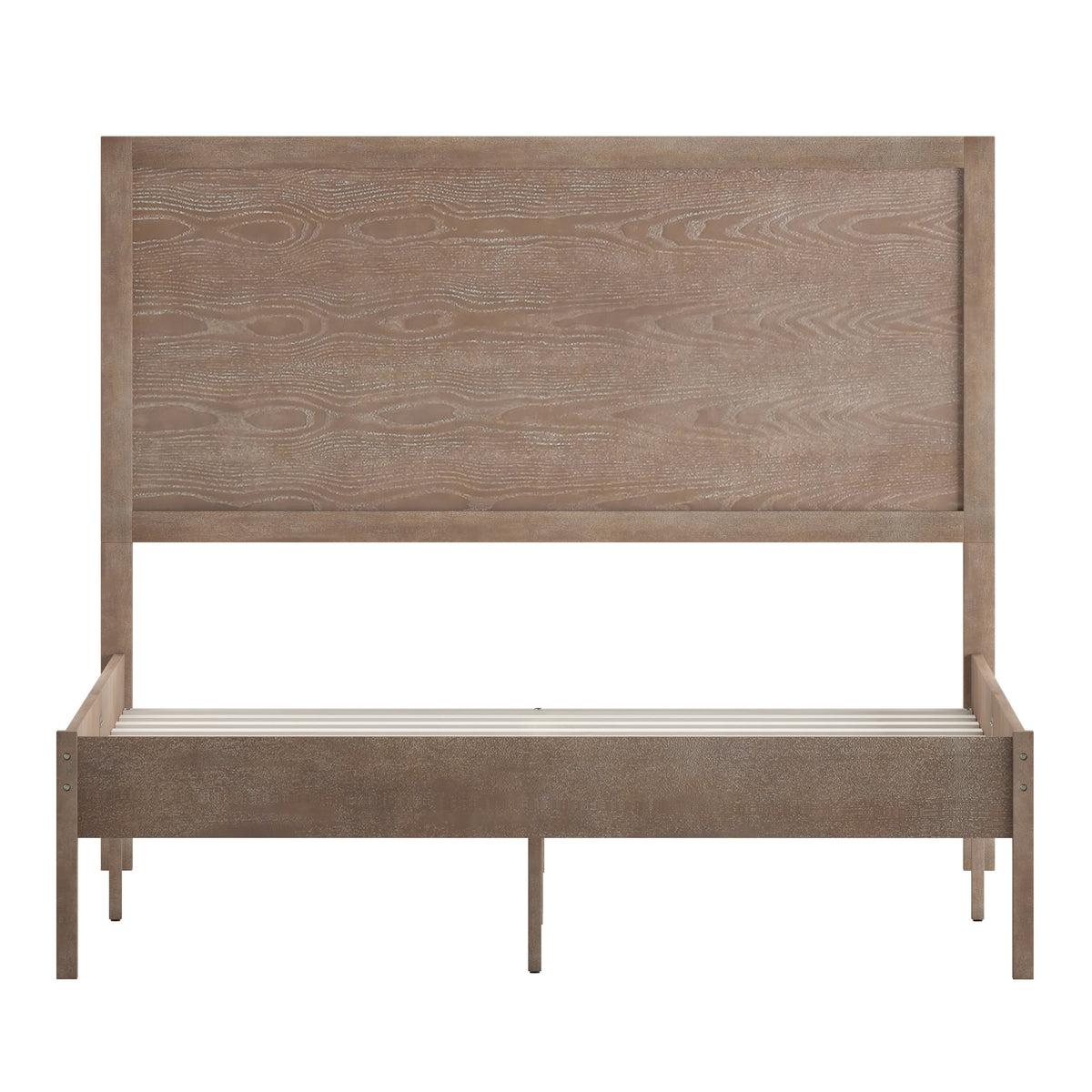 Asher Solid Wood Platform Bed with Wooden Slats and Headboard, No Box Spring Needed