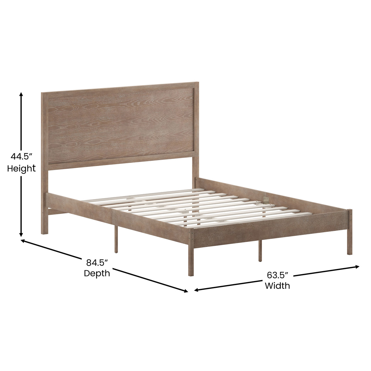Asher Solid Wood Platform Bed with Wooden Slats and Headboard, No Box Spring Needed