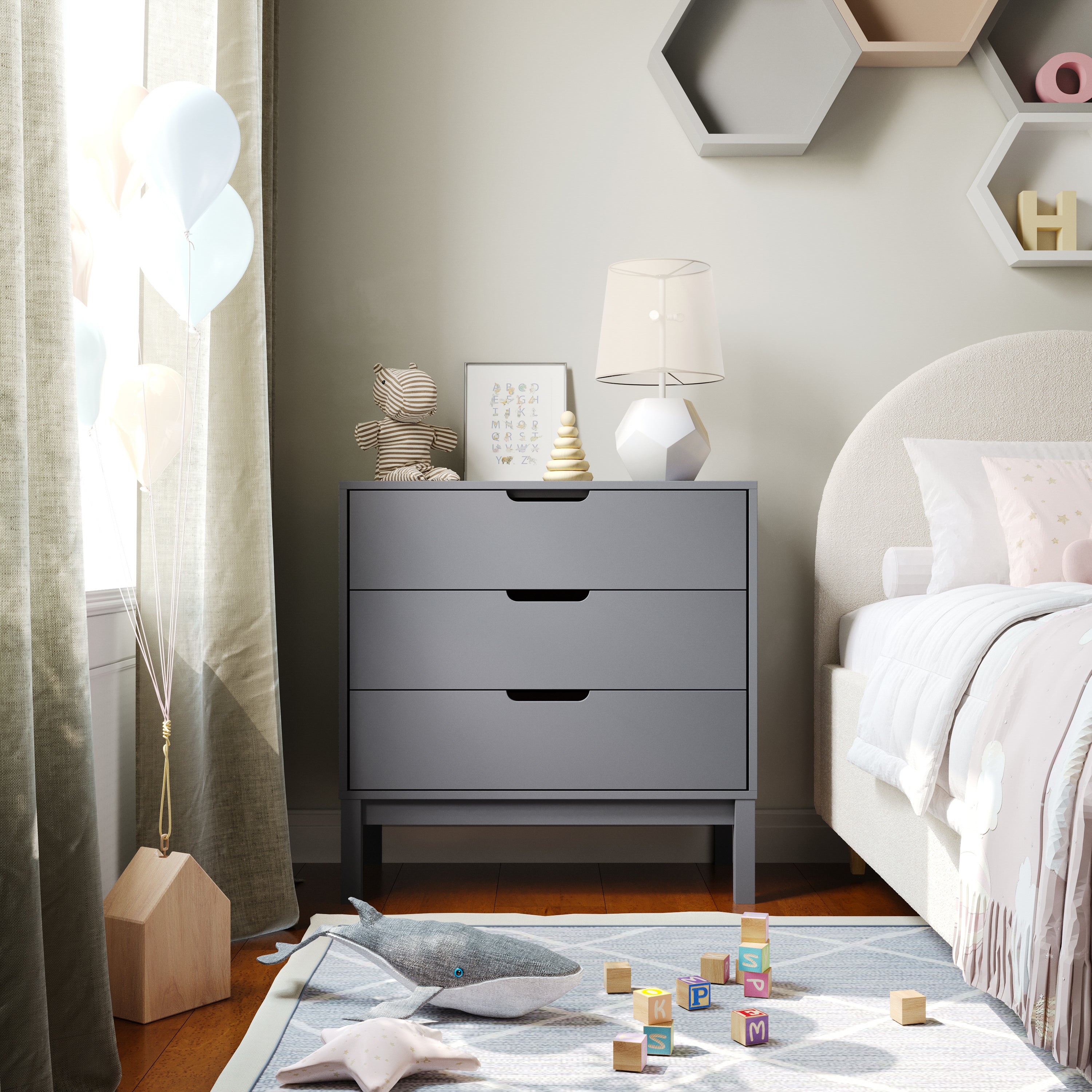 Dallas Wooden 3-Drawer Dresser for Bedroom, Chest of Drawers for Kids